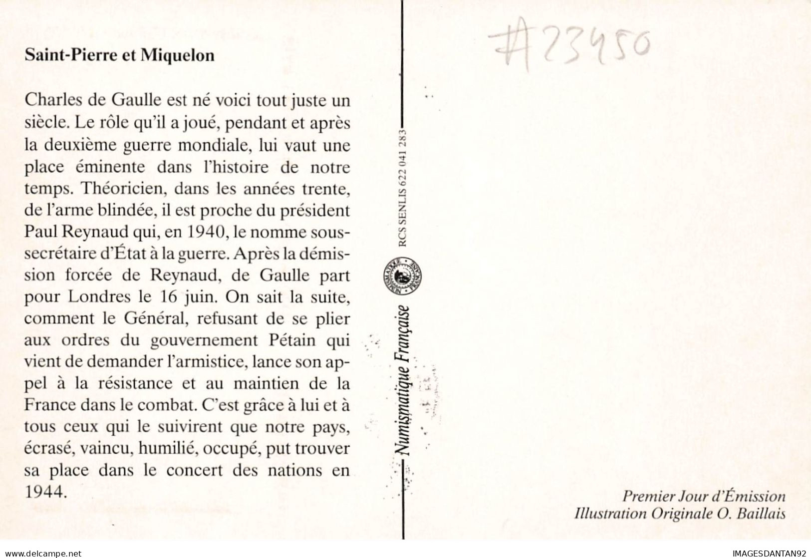 CARTE MAXIMUM #23450 SAINT PIERRE ET MIQUELON 1990 CENTENAIRE NAISSANCE CHARLES DE GAULLE - Maximumkaarten