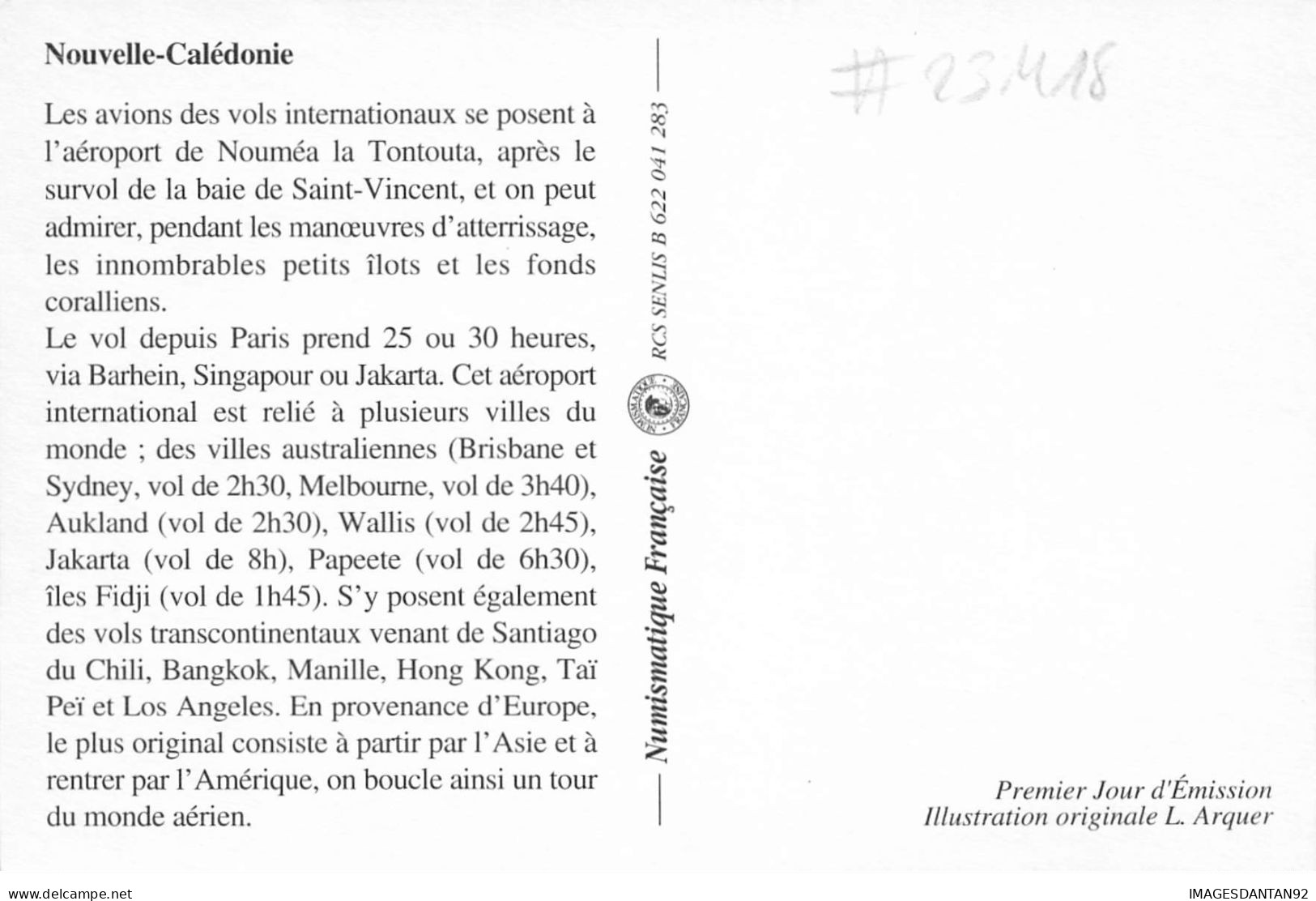 CARTE MAXIMUM #23418 NOUVELLE CALEDONIE NOUMEA AEROPORT LA TONTOUTA 1993 AVION AVIATION - Maximum Cards