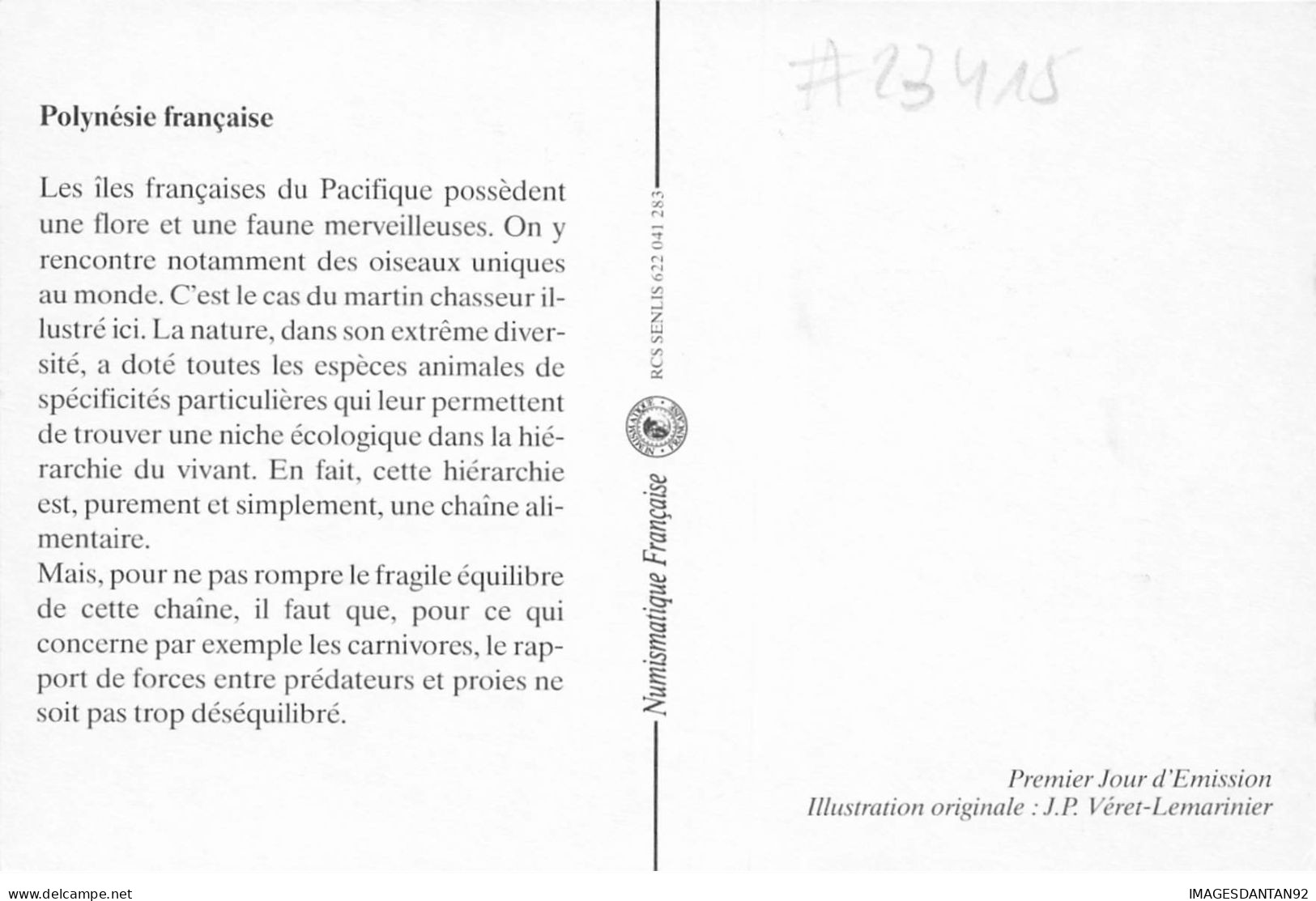CARTE MAXIMUM #23415 POLYNESIE FRANCAISE PAPEETE 1991 OISEAUX UNIQUES - Cartes-maximum
