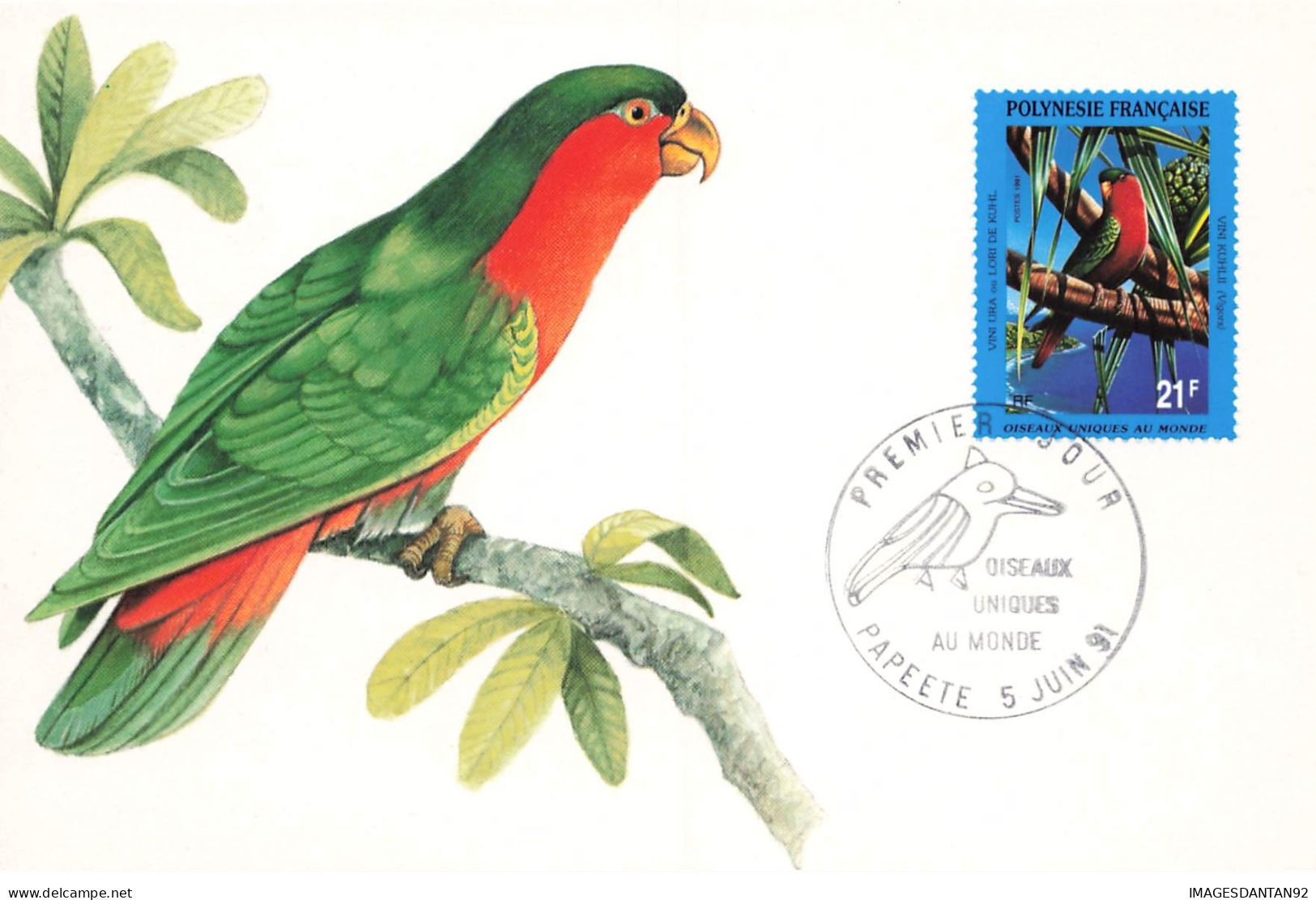 CARTE MAXIMUM #23414 POLYNESIE FRANCAISE PAPEETE 1991 OISEAUX UNIQUES - Cartes-maximum