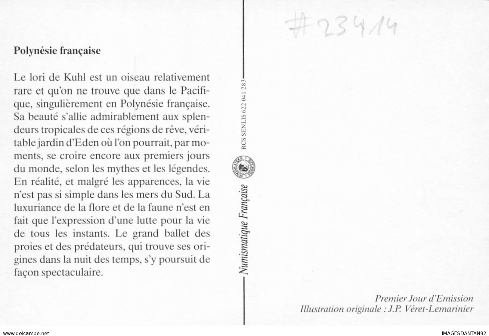 CARTE MAXIMUM #23414 POLYNESIE FRANCAISE PAPEETE 1991 OISEAUX UNIQUES - Cartes-maximum
