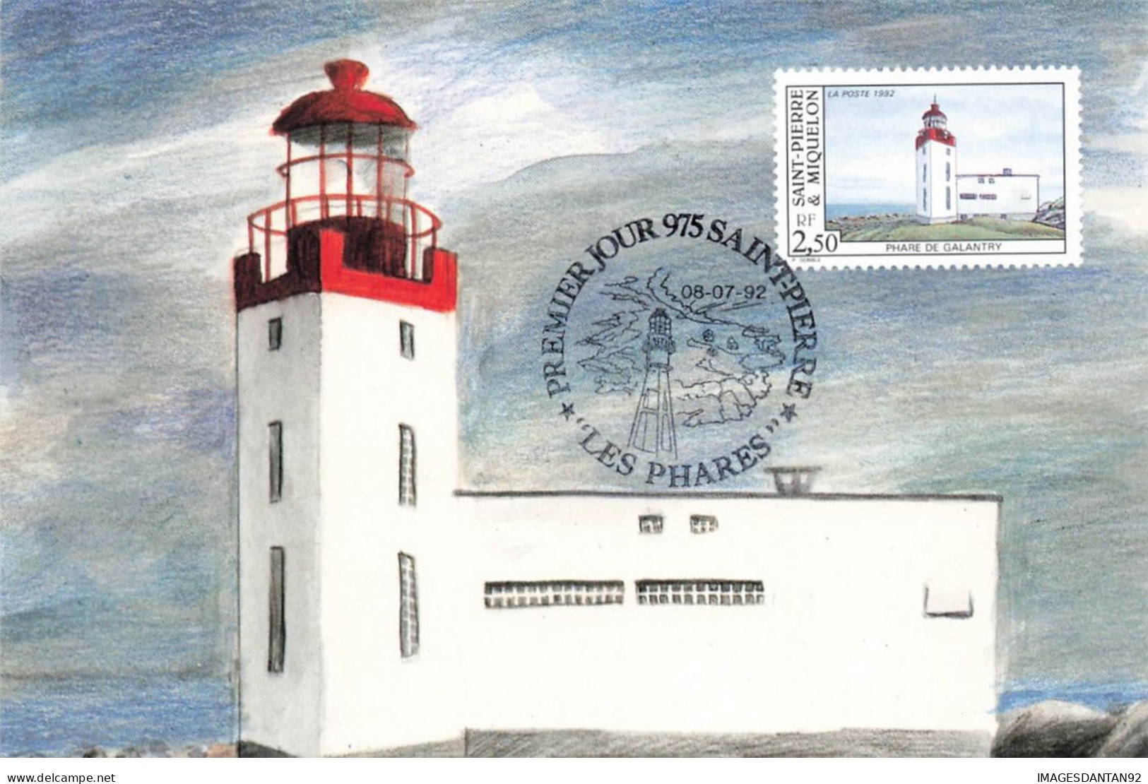 CARTE MAXIMUM #23642 SAINT PIERRE ET MIQUELON 1992 LES PHARES PHARE DE GALANTRY - Cartoline Maximum