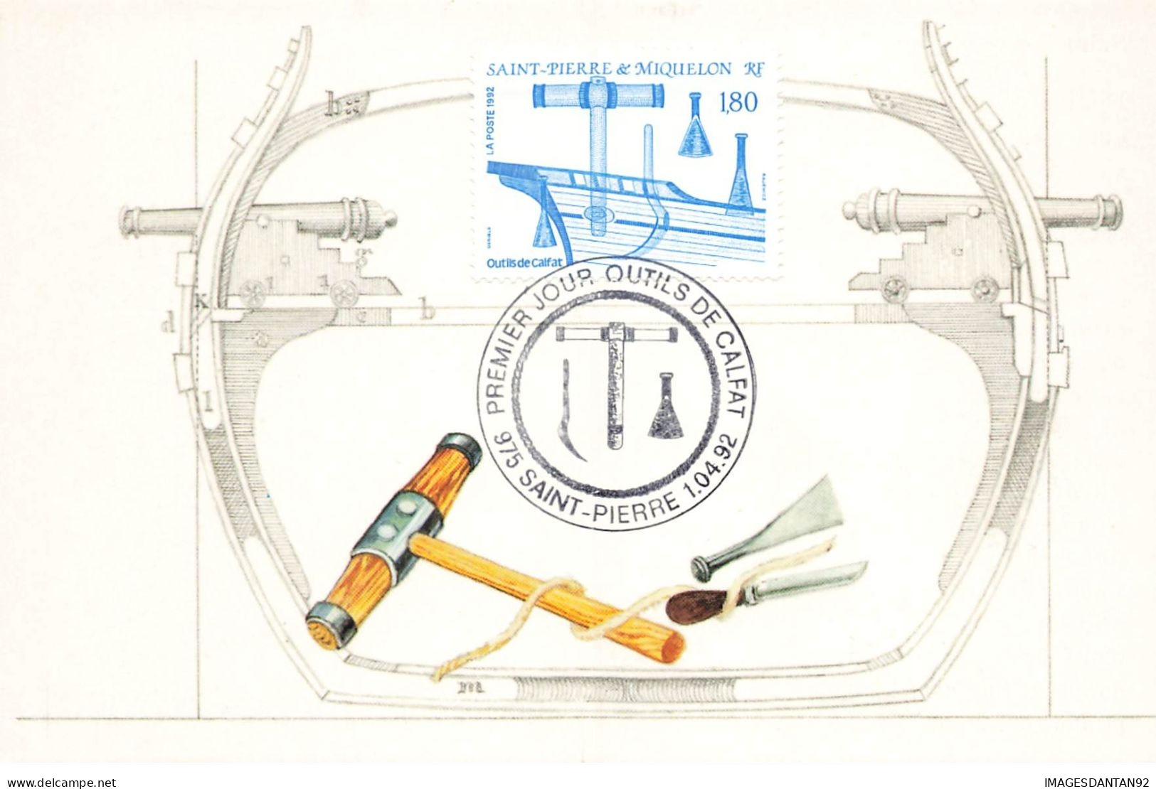 CARTE MAXIMUM #23398 SAINT PIERRE ET MIQUELON 1992 OUTILS DE CALIFAT - Tarjetas – Máxima