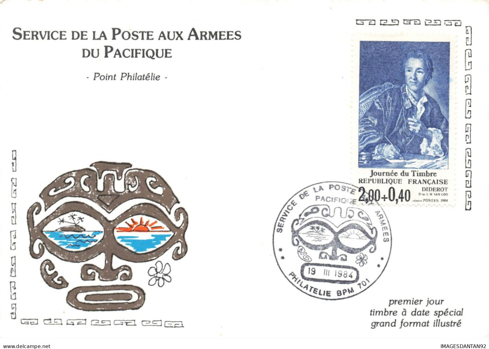SERVICE POSTE AUX ARMEES #23724 POINT PHILATELIE  BPM 701 1984 PACIQUE DIDEROT - Military Postmarks From 1900 (out Of Wars Periods)