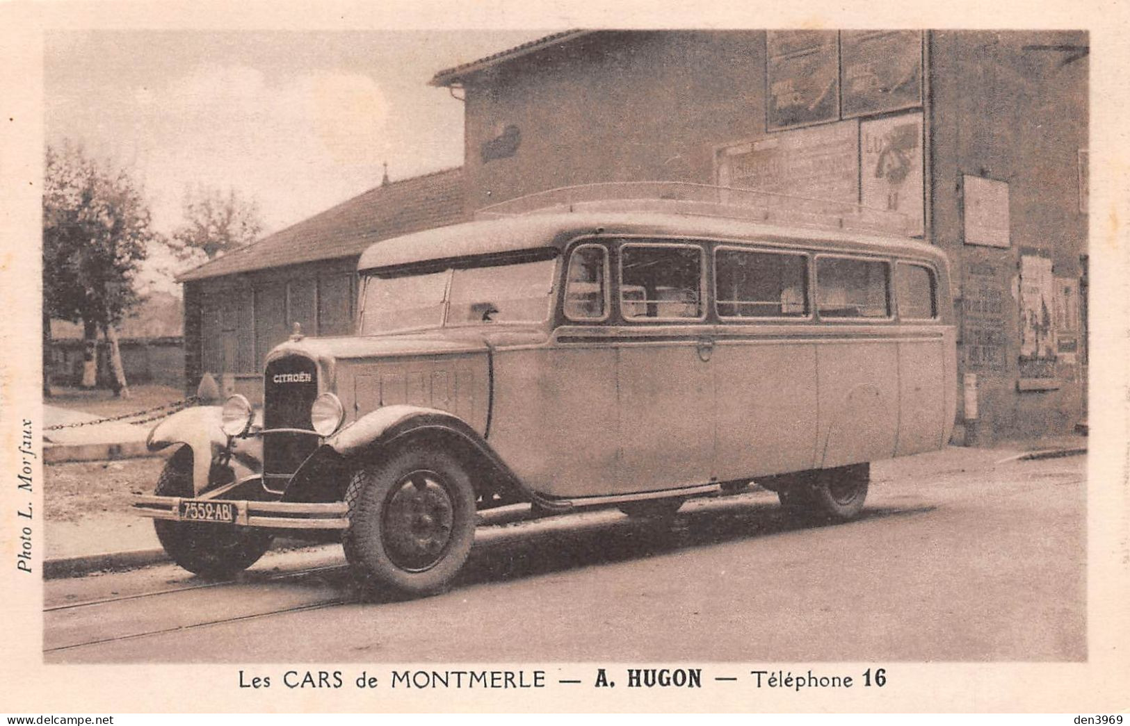 MONTMERLE (Ain) - Les Cars "Citroën" A. Hugon, Autobus - Photo Morfaux - Ecrit Par Le Propriétaire, Voeux 1934 (2 Scans) - Unclassified