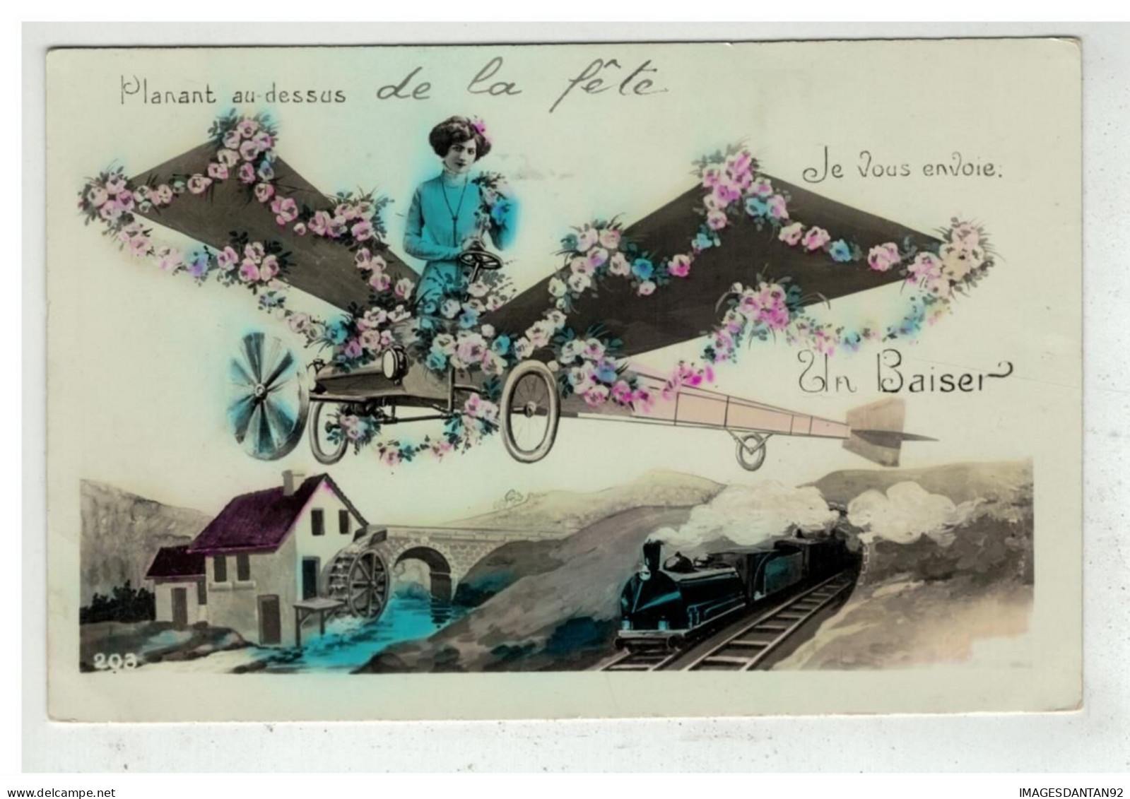 AVIATION #18331 AVION PLANE PLANANT AU DESSUS FEMME A BORD DUN PLANEUR TRAIN FANTAISIE - ....-1914: Precursors