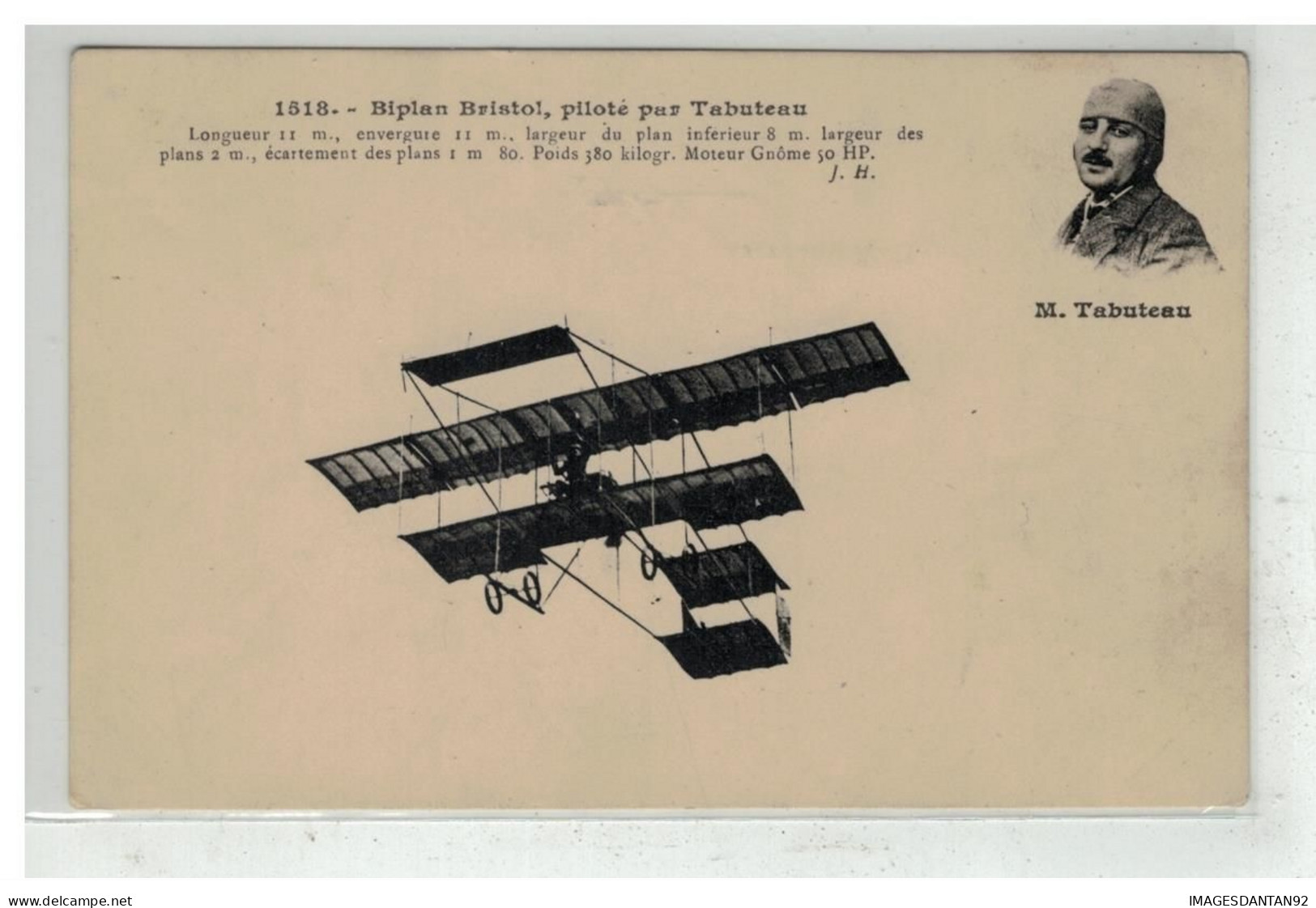 AVIATION #18310 AVION PLANE BIPLAN BRISTOL PILOTE PAR TABUTEAU - ....-1914: Precursori