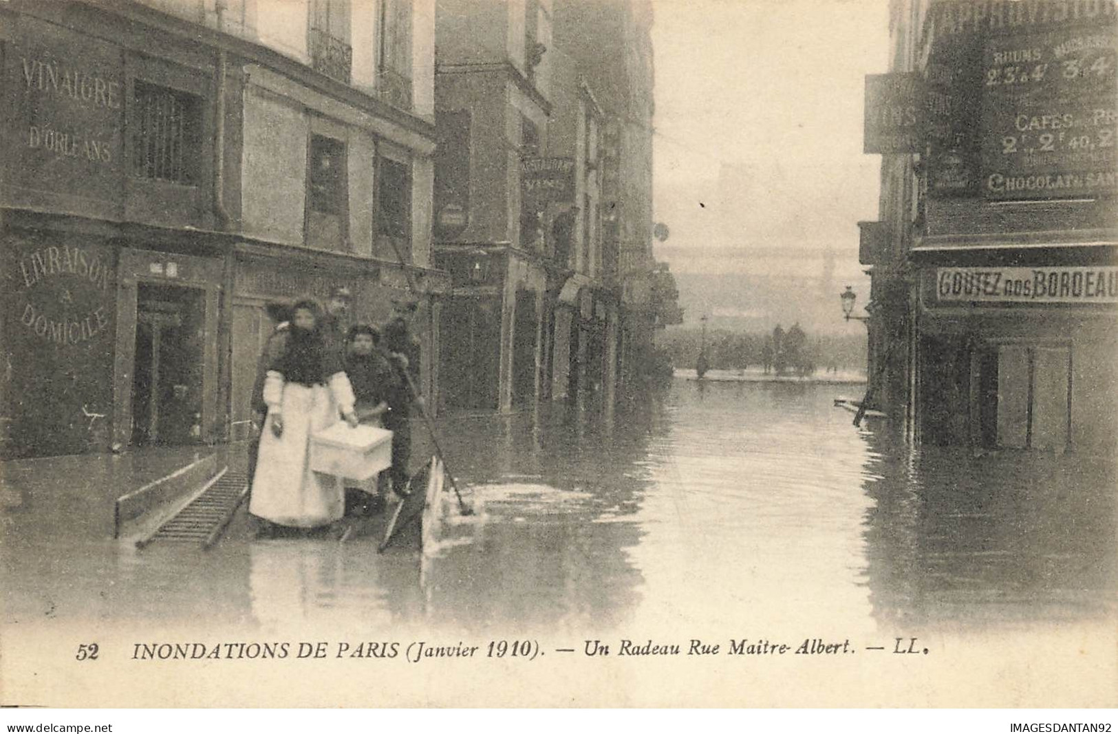 75 PARIS #22670 INONDATIONS 1910 RADEAU RUE MAITRE ALBERT COMMERCE VINS - Inondations De 1910