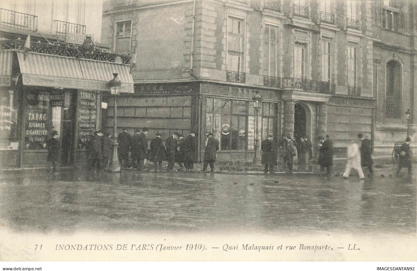 75 PARIS #22671 INONDATIONS 1910 QUAI MALAQUAIS RUE BONAPARTE TABAC - Inondations De 1910