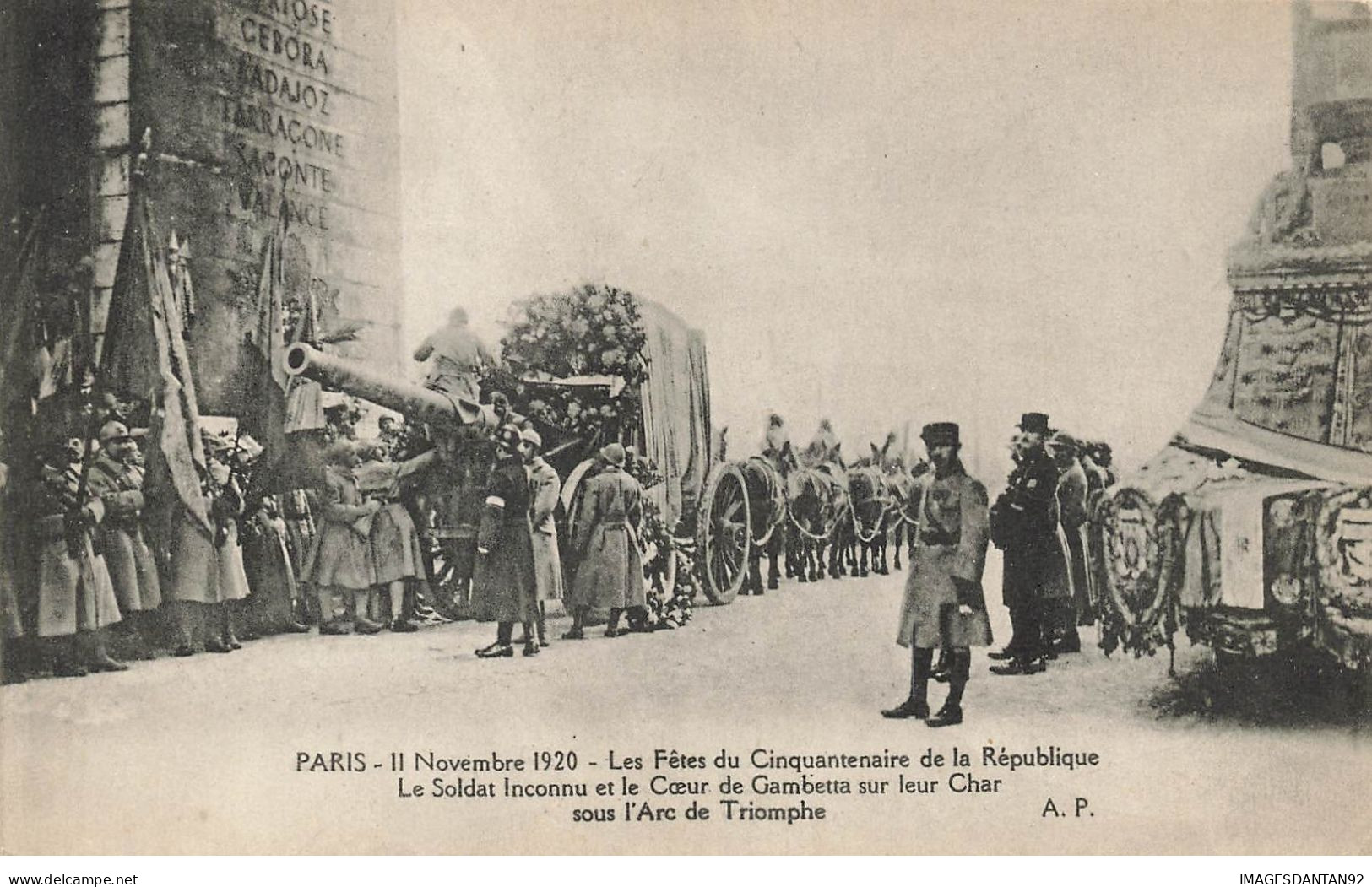 75 PARIS  #22659 ARC DE TRIOMPHE FETE CINQUANTENAIRE DE LA REPUBLIQUE CHAR SOLDAT INCONNU MILITAIRES - Triumphbogen