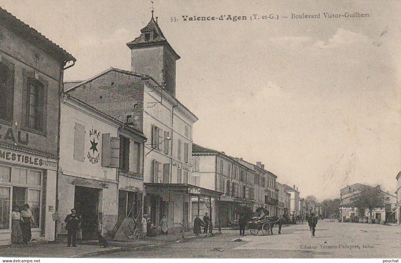 XXX -(82) VALENCE D' AGEN - BOULEVARD VICTOR GUILHEM - ANIMATION - CAFE RUSSE - 2 SCANS - Valence