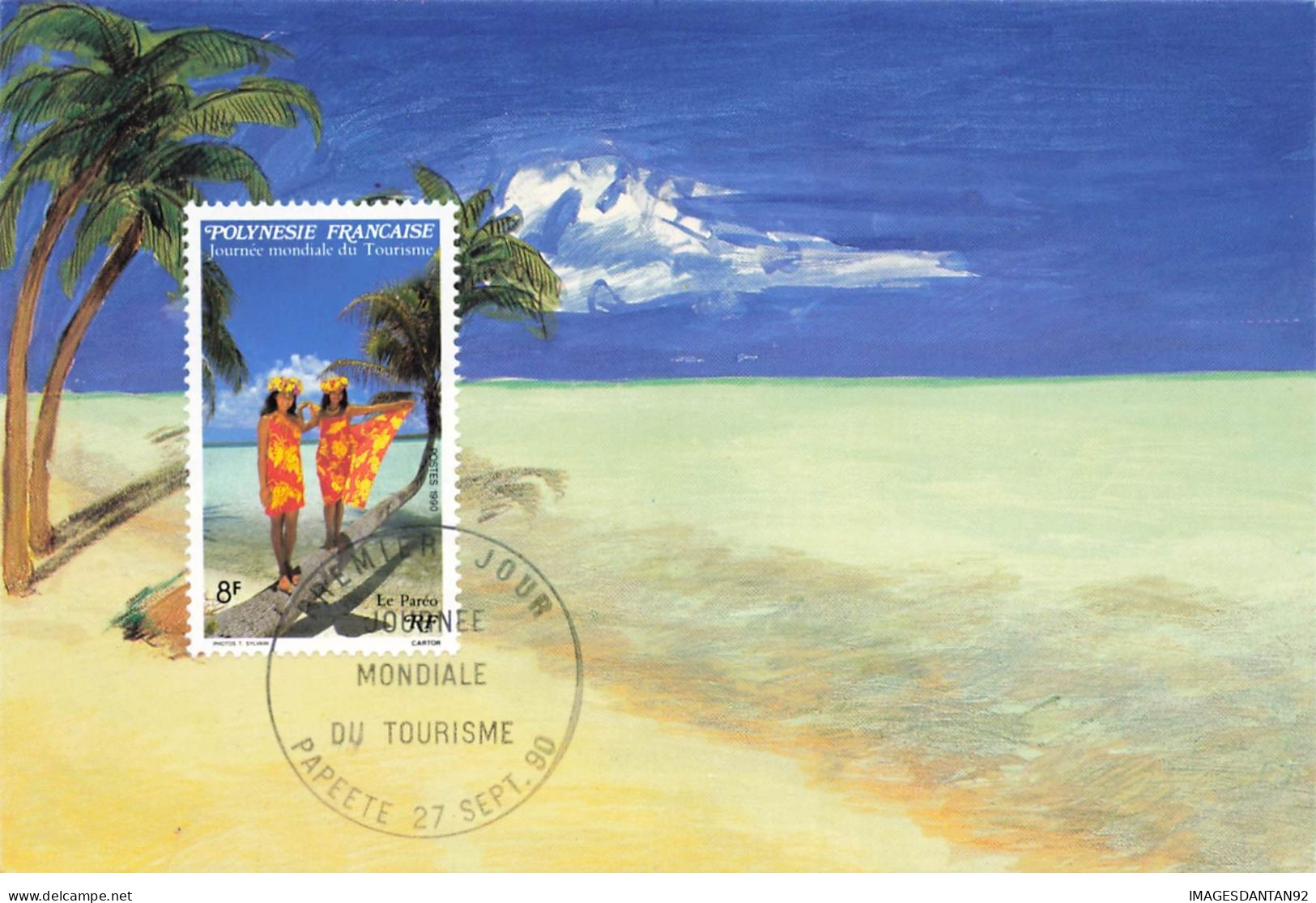 CARTE MAXIMUM #23509 POLYNESIE FRANCAISE PAPEETE 1990 JOURNEE MONDIALE TOURISME LE PAREO - Tarjetas – Máxima