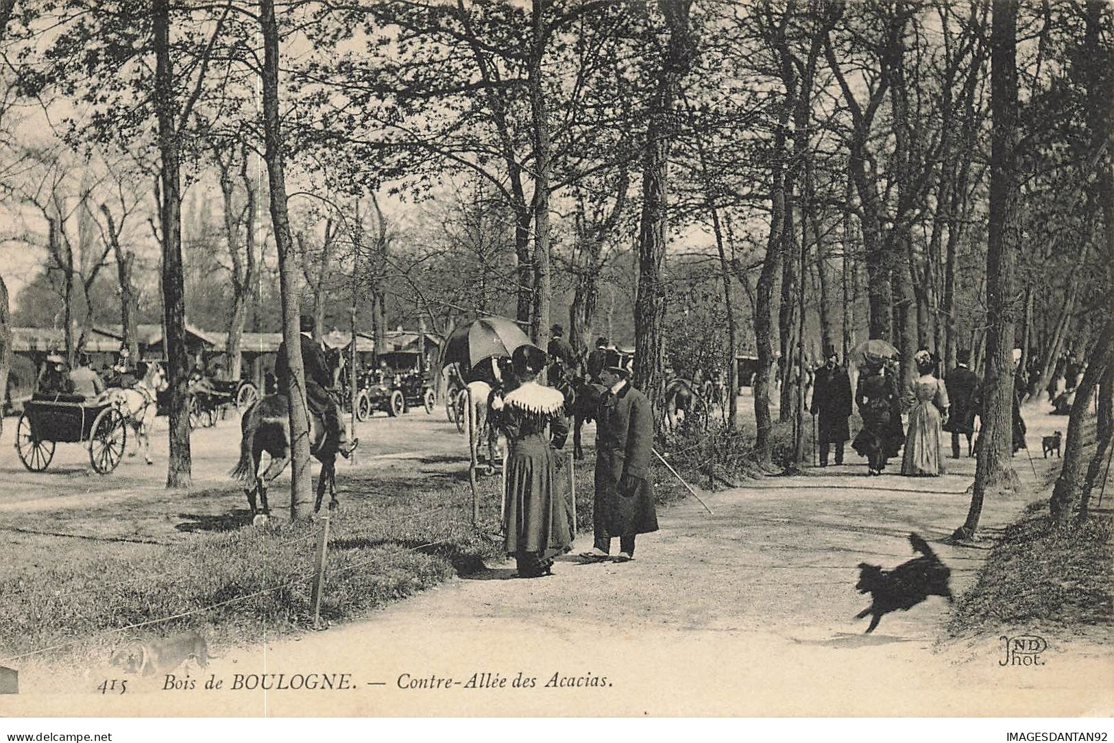 75 PARIS 16 #22806 BOIS BOULOGNE CONTRE ALLEE DES ACACIAS CHEVAUX AUTOS ATTELAGES CALECHES - Arrondissement: 16