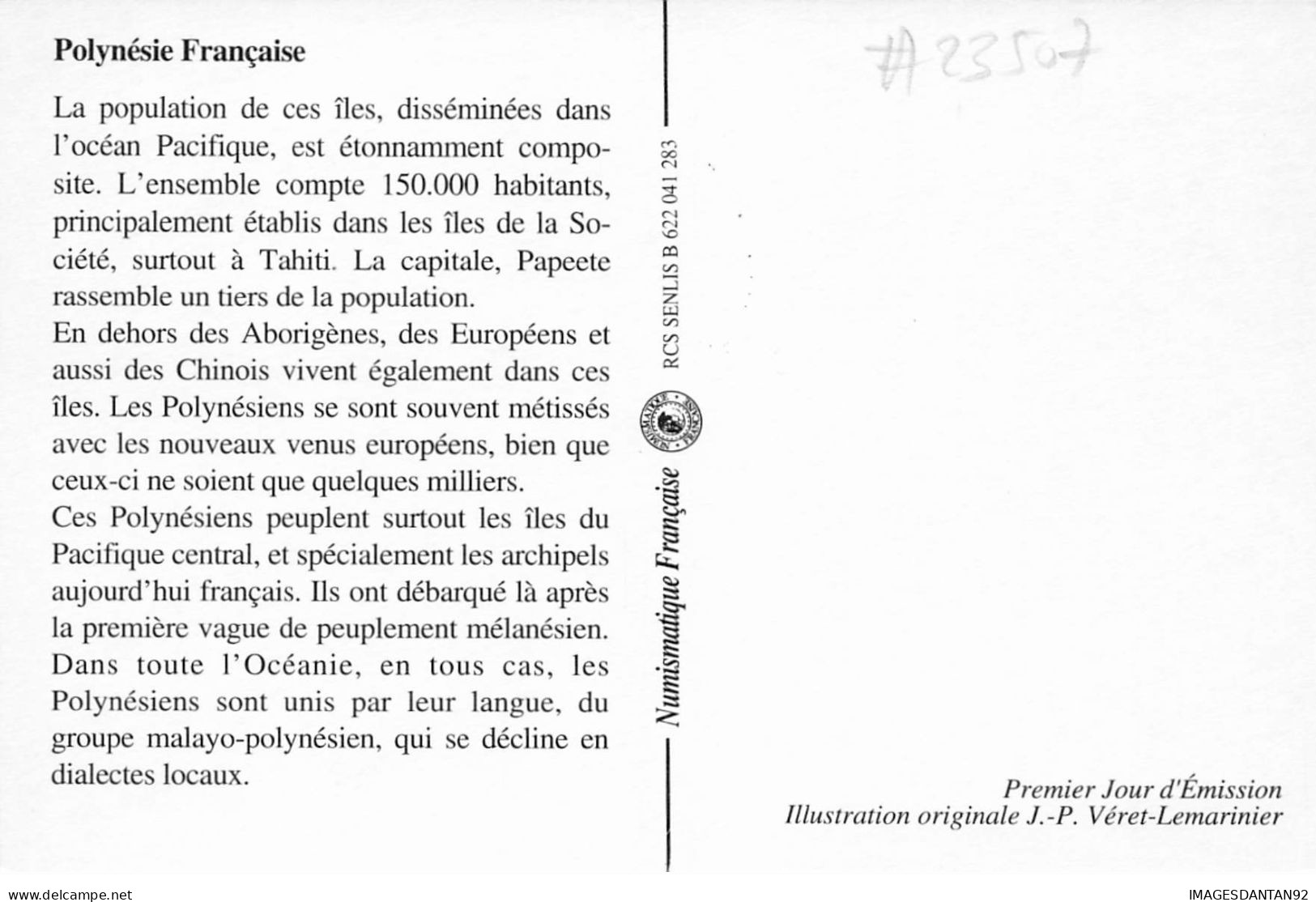 CARTE MAXIMUM #23507 POLYNESIE FRANCAISE PAPEETE 1993 JOURNEE MONDIALE TOURISME - Maximum Cards