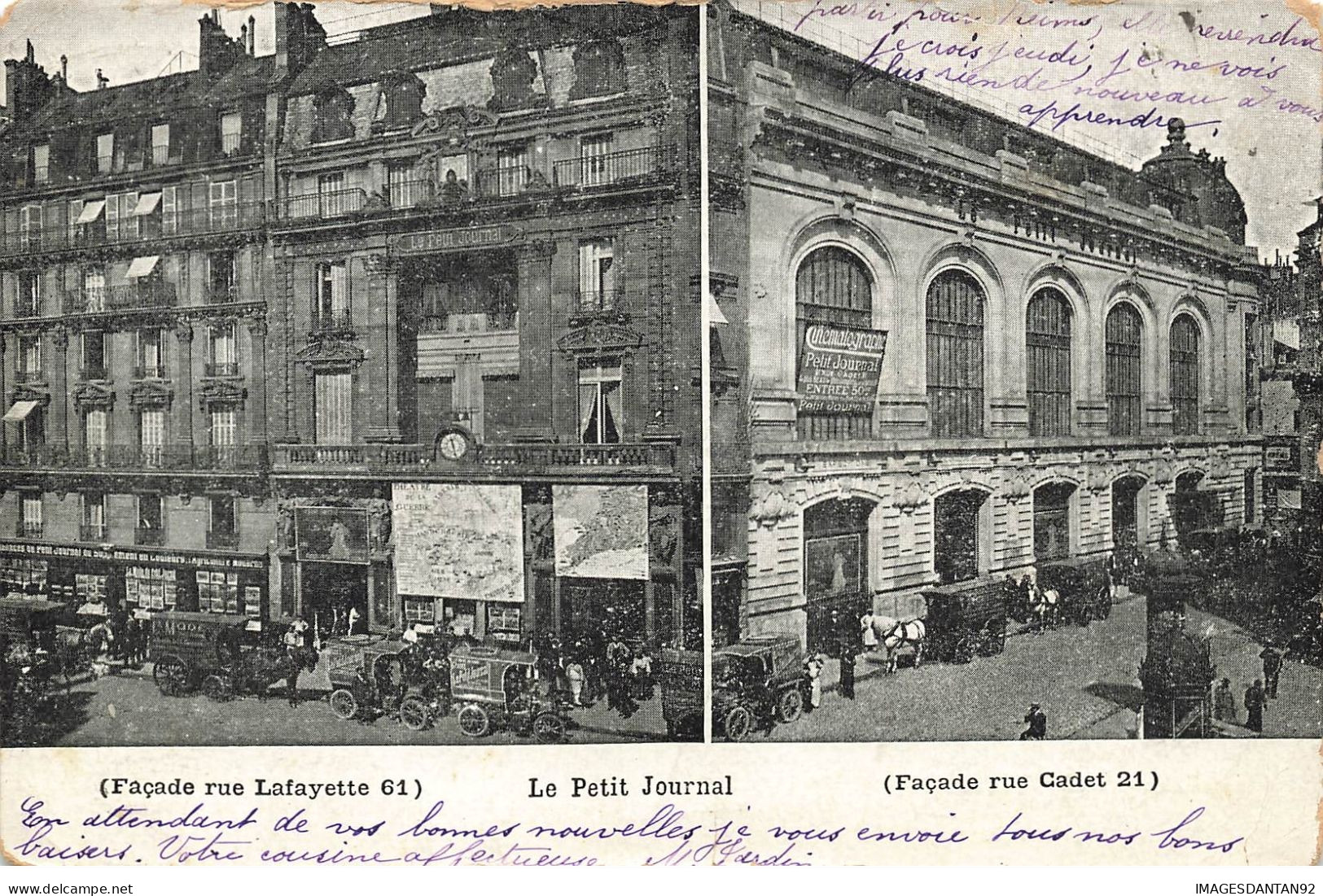 75 PARIS 09 #22591 LE PETIT JOURNAL RUE LAFAYETTE RUE CADET ATTELAGES CALECHES - Distrito: 09