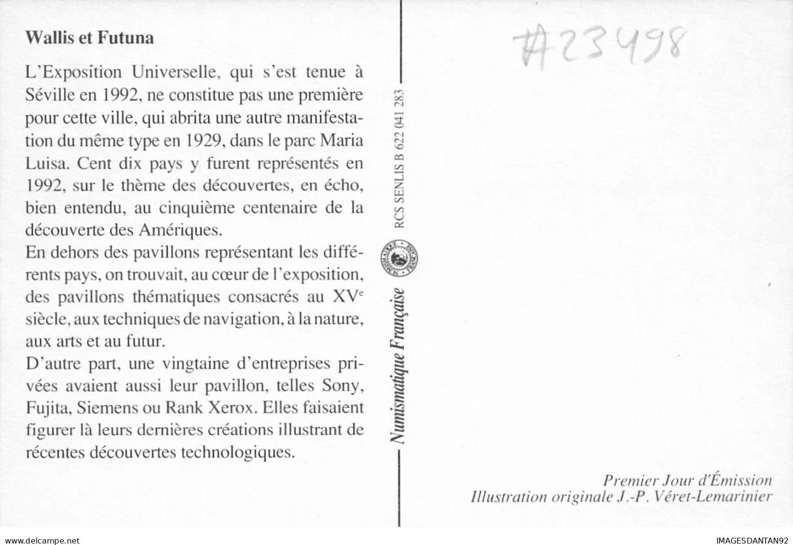 CARTE MAXIMUM #23498 WALLIS ET FUTUNA MATA UTU 1992 EXPOSITION UNIVERSELLE SEVILLE - Maximumkaarten