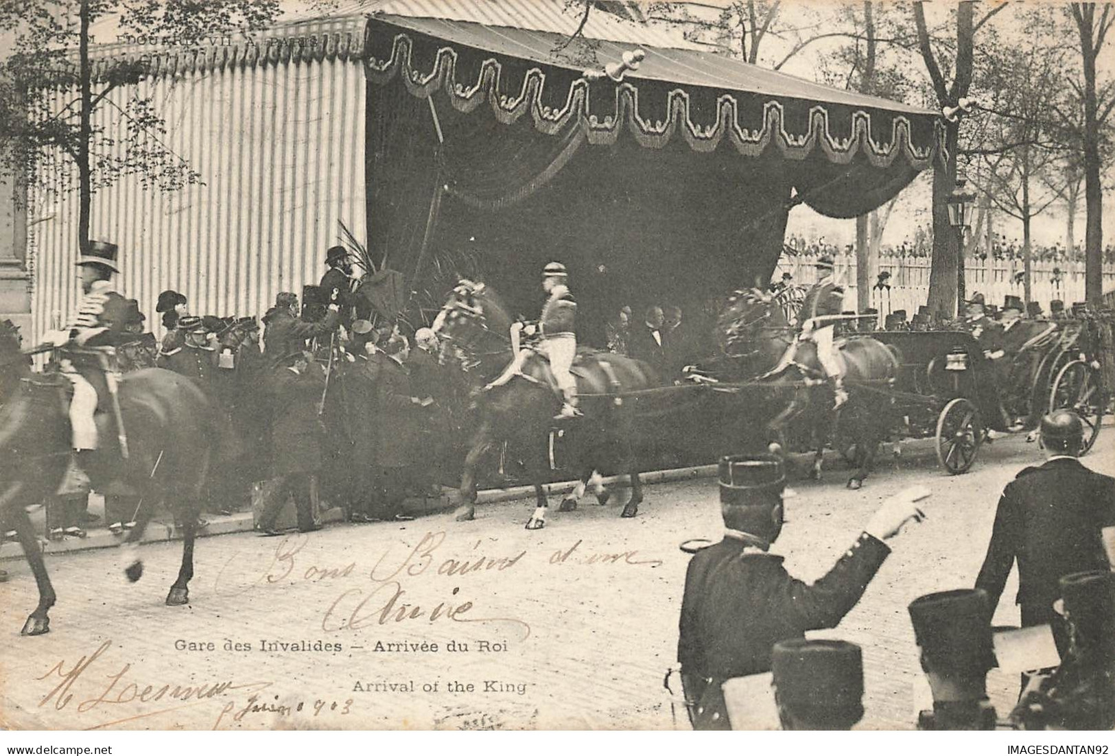 75 PARIS 07 #23038 GARE DES INVALIDES ARRIVEE DU ROI CHEVAUX CALECHE ATTELAGE - Distrito: 07