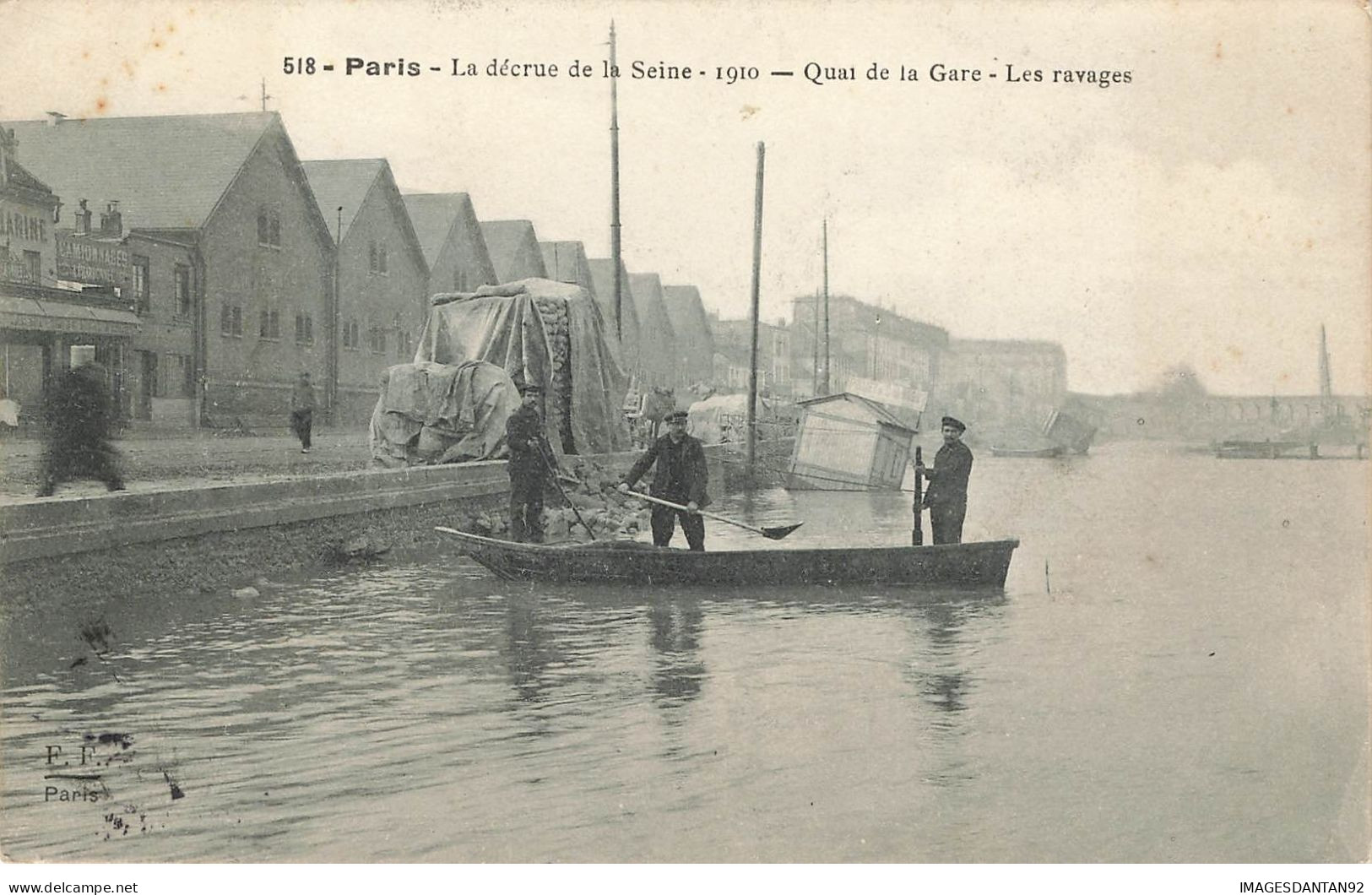 75 PARIS 12 #23034 DECRUE DE LA SEINE INONDATIONS 1910 QUAI DE LA GARE LES RAVAGES BARQUE CANOT - Distrito: 12