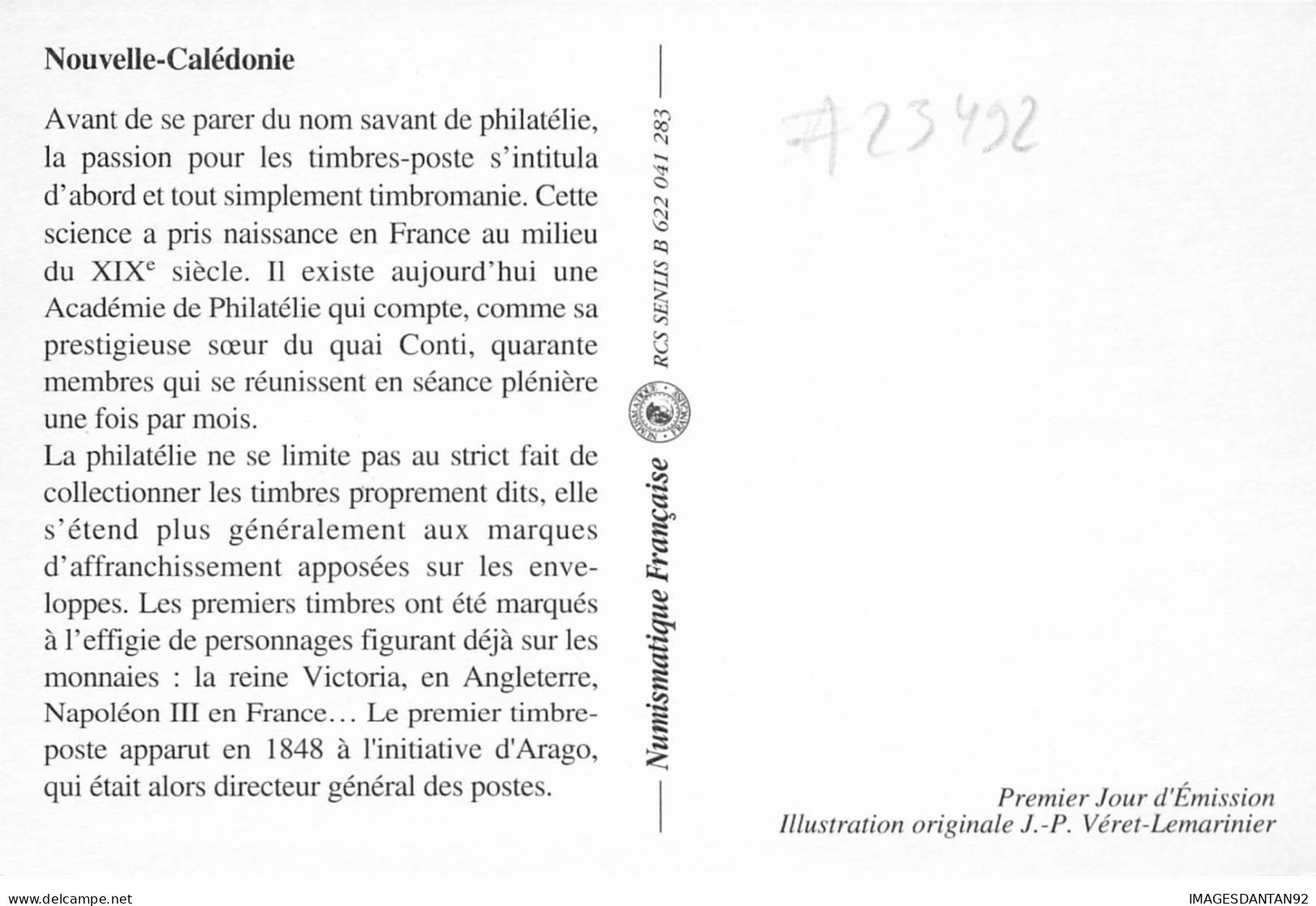 CARTE MAXIMUM #23492 NOUVELLE CALEDONIE NOUMEA 1994 LA PHILATELIE A L ECOLE - Maximum Cards