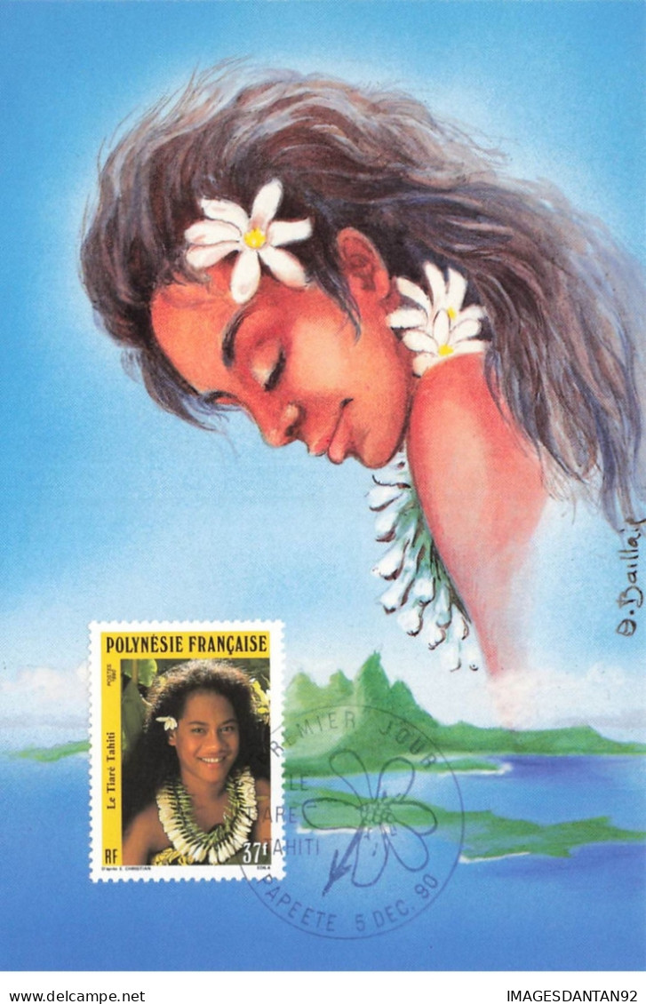 CARTE MAXIMUM #23448 POLYNESIE FRANCAISE PAPEETE 1990 LE TIARE TAHITI FLEURS - Cartes-maximum
