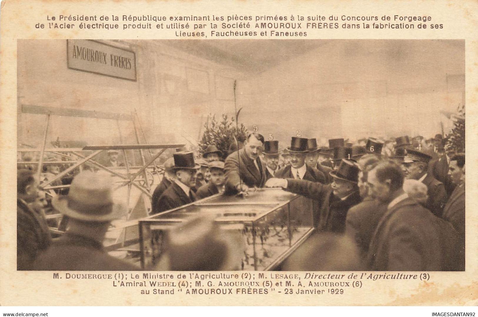 31 TOULOUSE #26064 DOUMERGUE ET LESAGE AU STAND AMOUROUX FRERES MACHINES AGRICOLES EN JANVIER 1929 PUBLICITE PUB - Toulouse