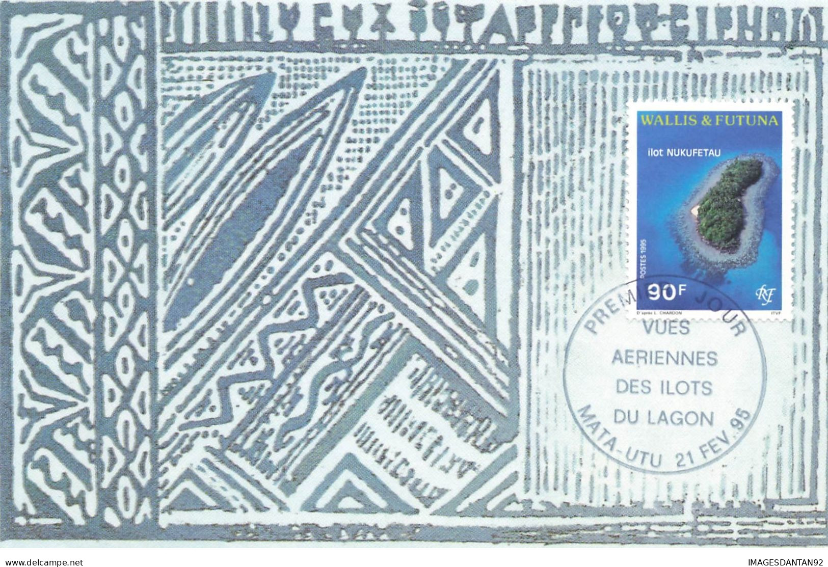 CARTE MAXIMUM #23619 WALLIS ET FUTUNA MATA UTU 1995 VUES AERIENNES DES ILOTS LAGON ILOT NUKUFETAU - Maximum Cards