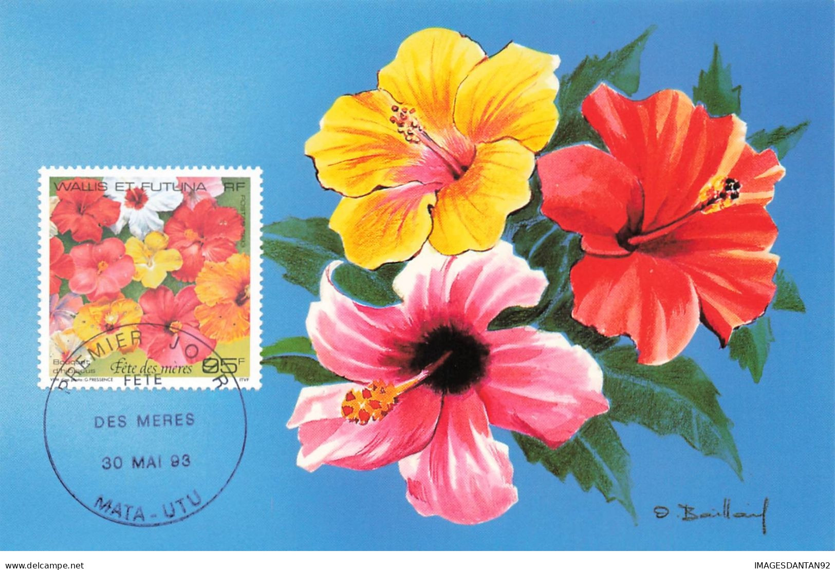 CARTE MAXIMUM #23607 WALLIS ET FUTUNA MATA UTU 1993 FETES DES MERES FLEURS - Cartes-maximum