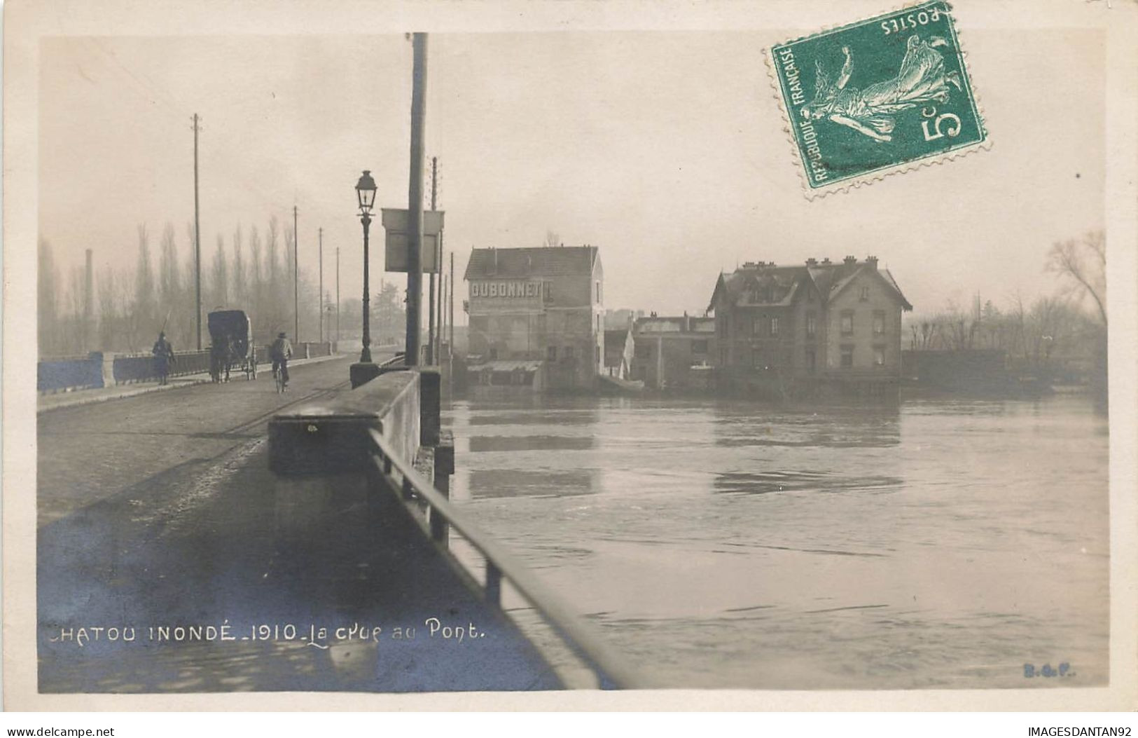 78 CHATOU #23835 CHATOU INONDE 1910 CRUE AU PONT ATTELAGE INONDATIONS - Chatou