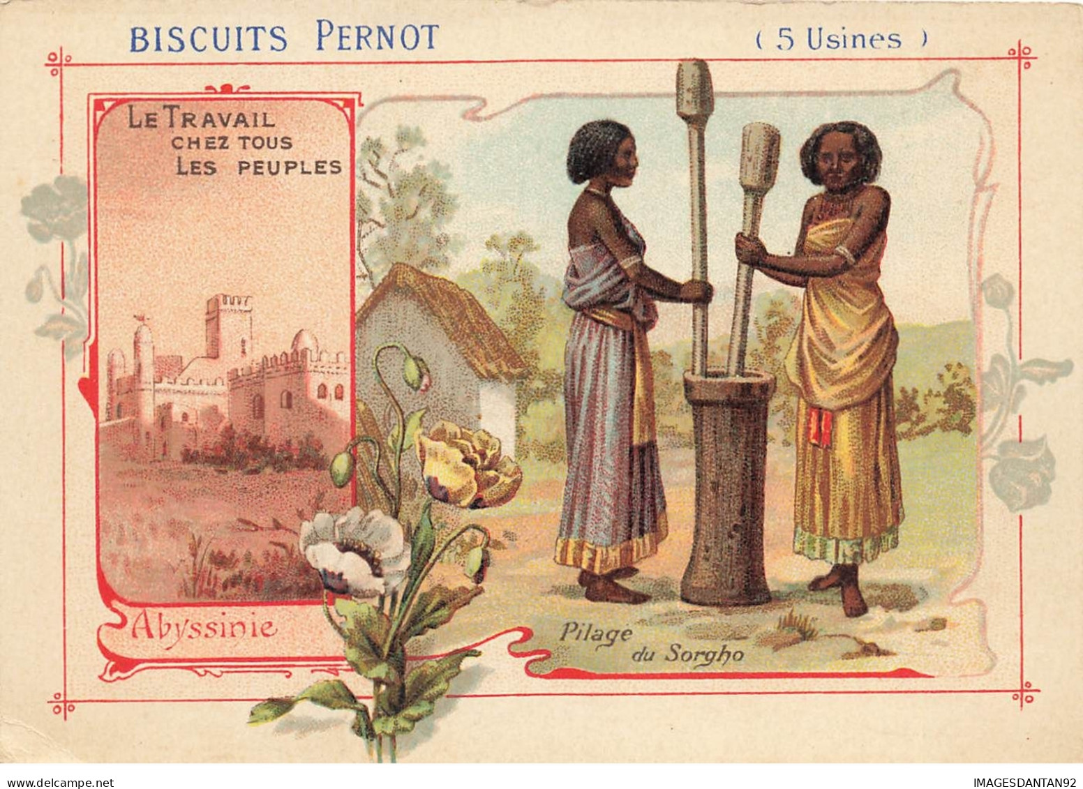 CHROMO PERNOT #25413 BISCUITS ABYSSINIE PILAGE DU SORGHO - Pernot