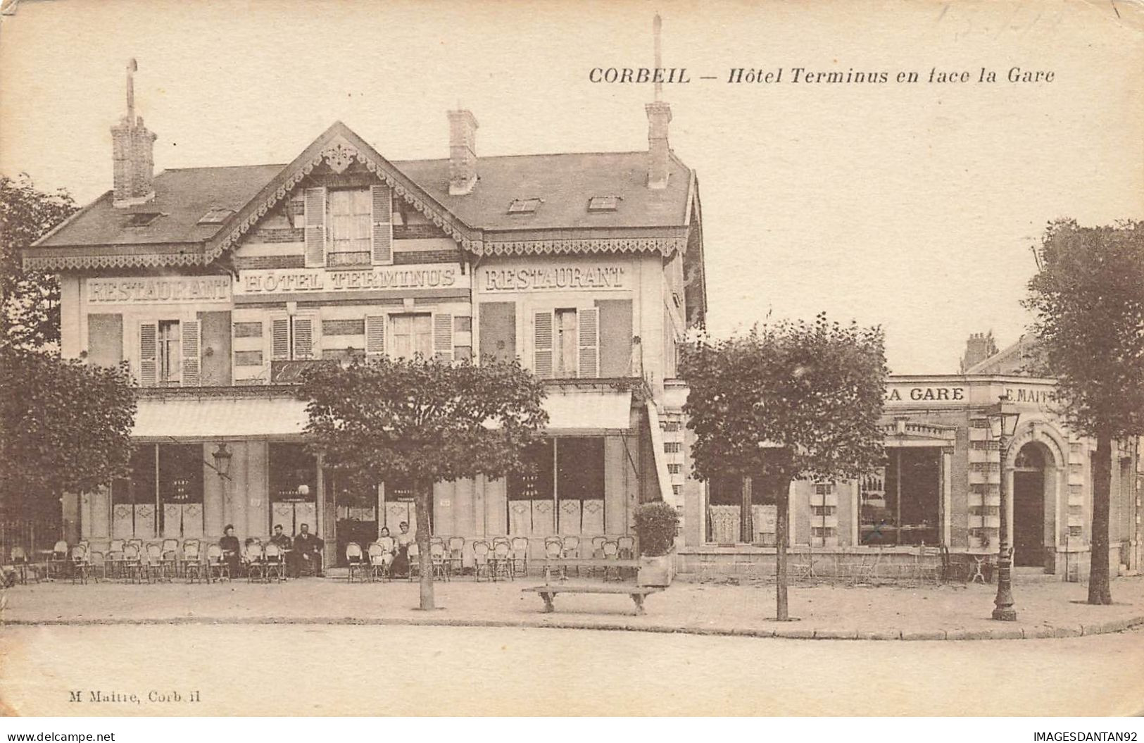 91 CORBEIL ESSONNES #26833 HOTEL TERMINUS RESTAURANT FACE A LA GARE +CACHET - Corbeil Essonnes