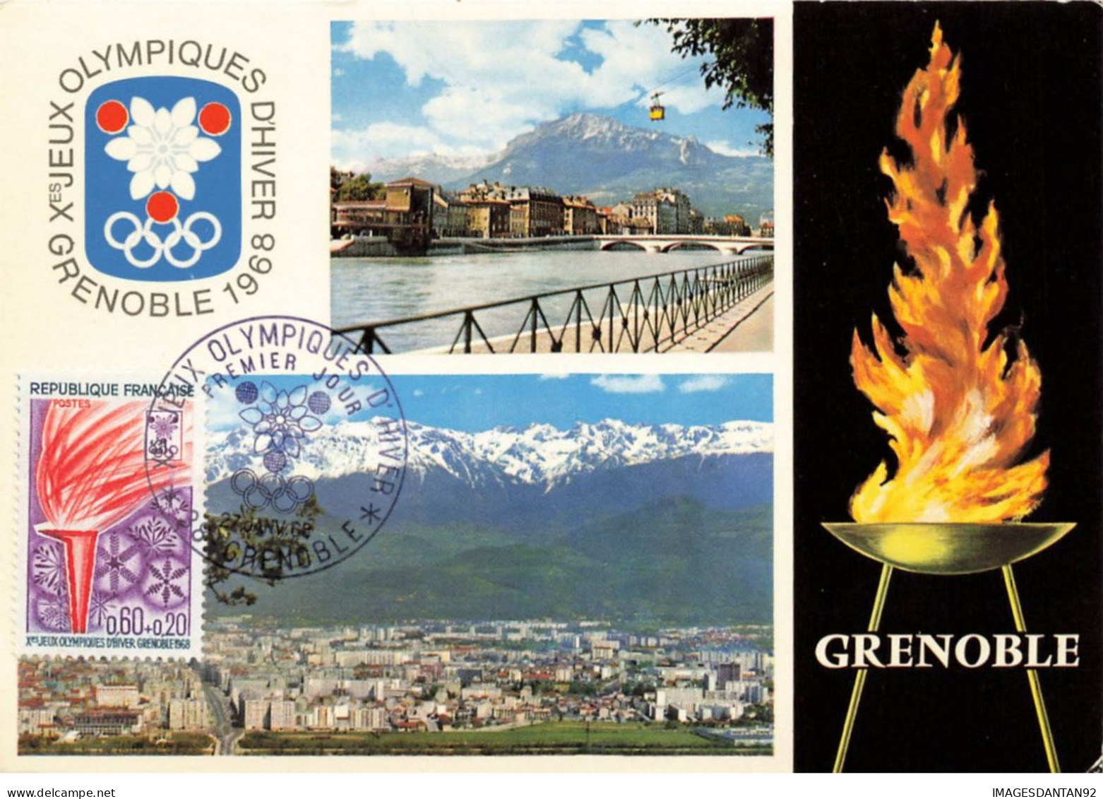 CARTE MAXIMUM #25148 38 GRENOBLE SPORTS HIVER JEUX OLYMPIQUE 1968 - 1960-1969