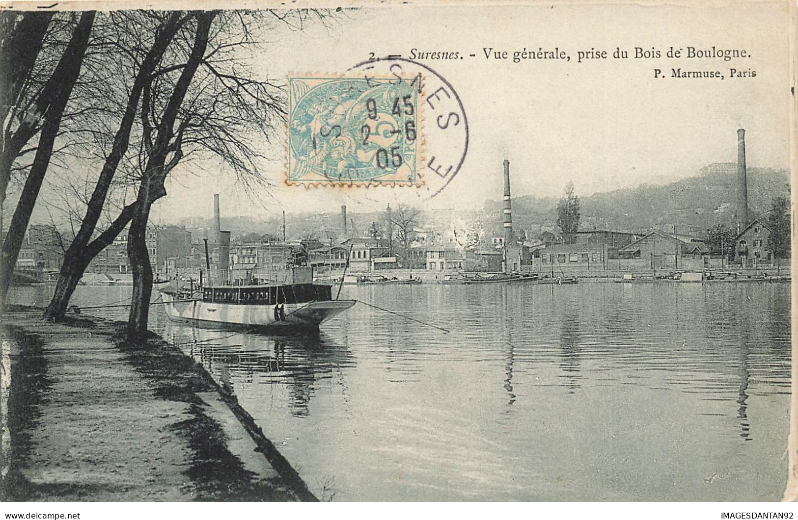 92 SURESNES #28196 VUE GENRALE PRISE DU BOIS BOULOGNE BORDS DE SEINE BATEAU - Suresnes