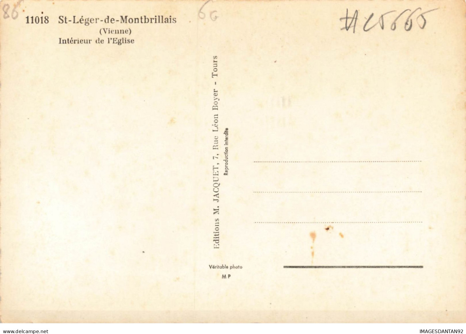 86 SAINT LEGER DE MONTBRILLAIS #25665 INTERIEUR DE L EGLISE - Otros & Sin Clasificación