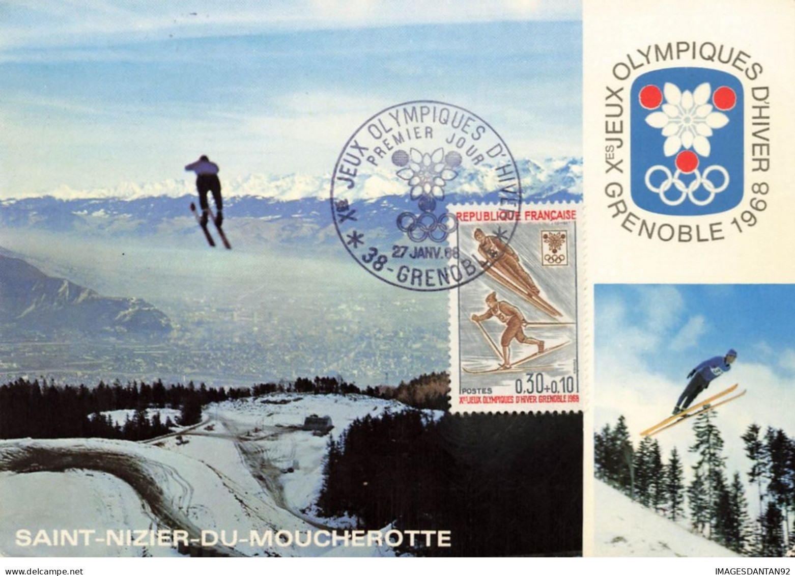 CARTE MAXIMUM #25140 38 GRENOBLE ST NIZIER MOUCHEROTTE SPORTS HIVER JEUX OLYMPIQUE SAUT LONGUEUR SKI 1968 - 1970-1979