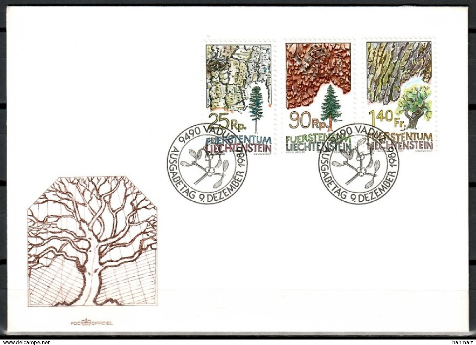 Liechtenstein 1986 Mi 913-915 FDC  (FDC ZE1 LCH913-915) - Bäume