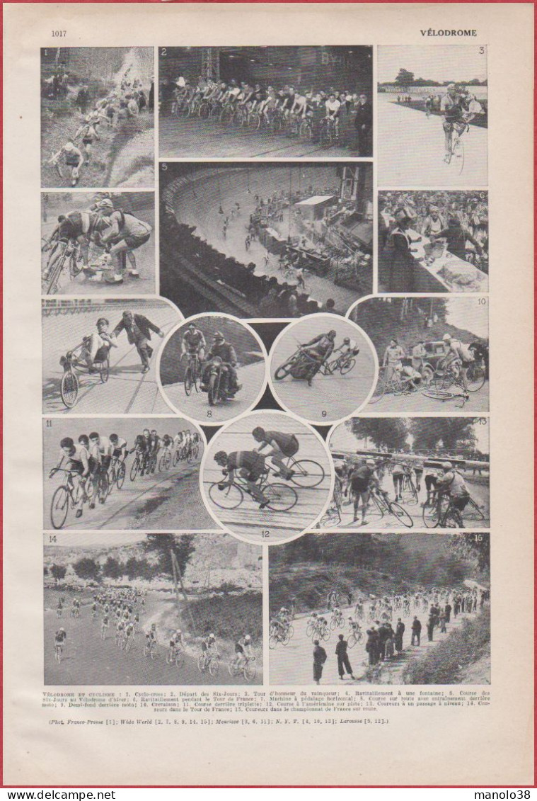 Cyclisme. Vélo. Vélodrome. Course. Sport. Larousse 1948. - Historische Dokumente