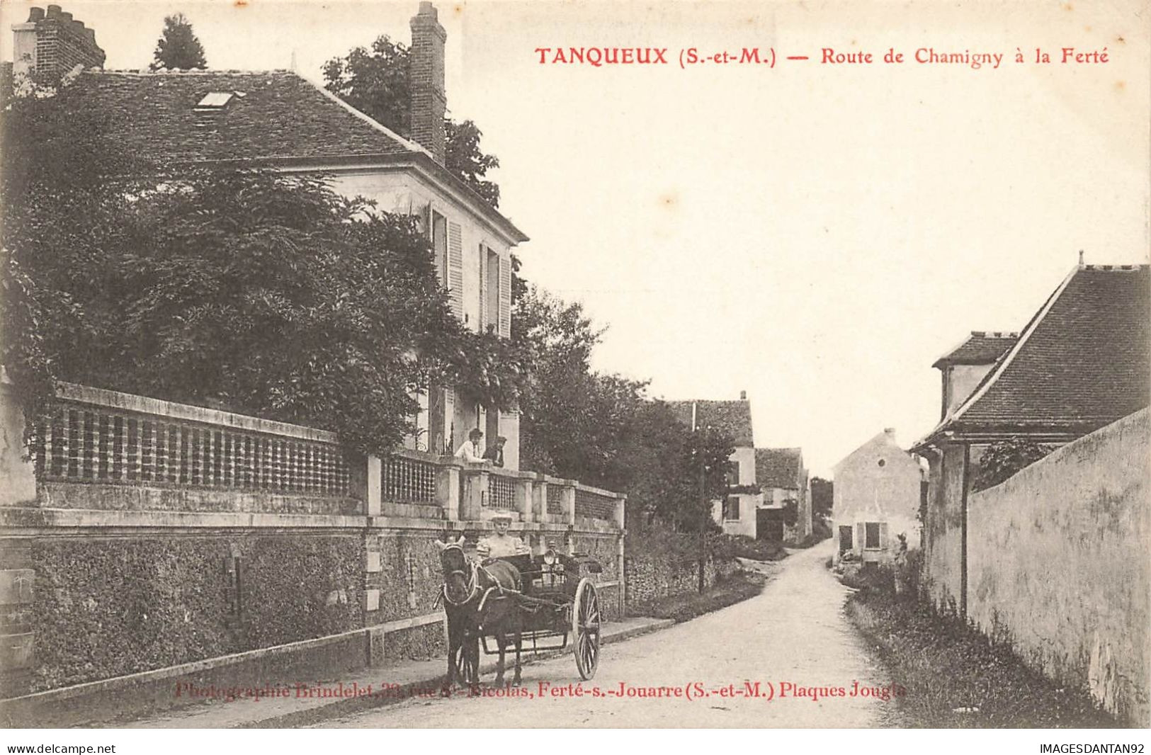 77 TANQUEUX #23763 ROUTE DE CHAMIGNY LA FERTE ATTELAGE VOITURE A CHEVAL - Otros & Sin Clasificación