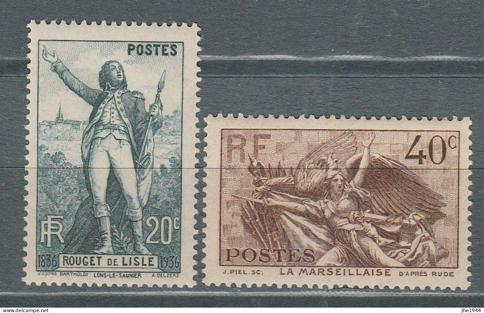France N° 314 Et 315 ** Centenaire Mort De Rouget De Lisle - Unused Stamps