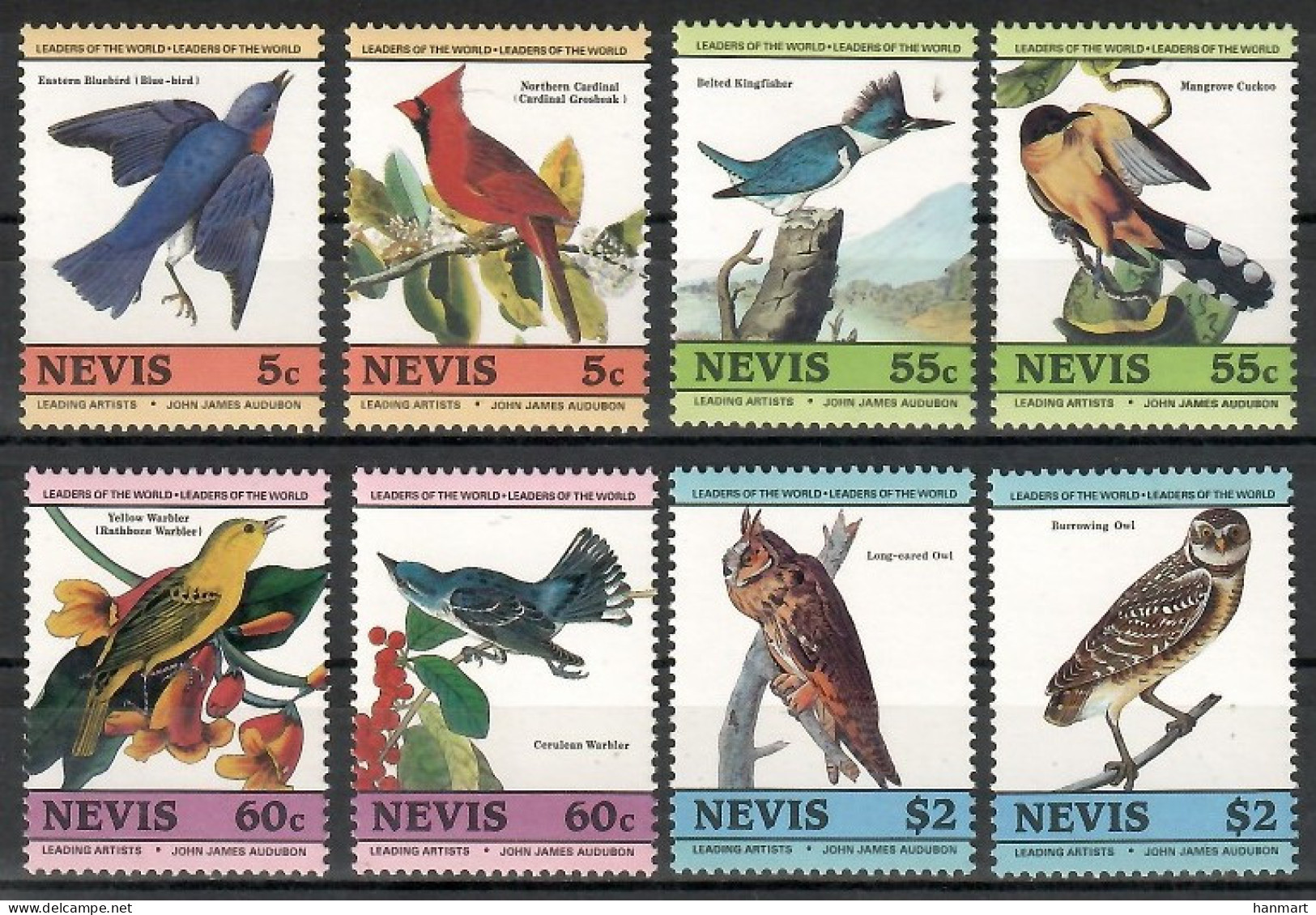 Nevis 1985 Mi 252-259 MNH  (ZS2 NVS252-259) - Arends & Roofvogels