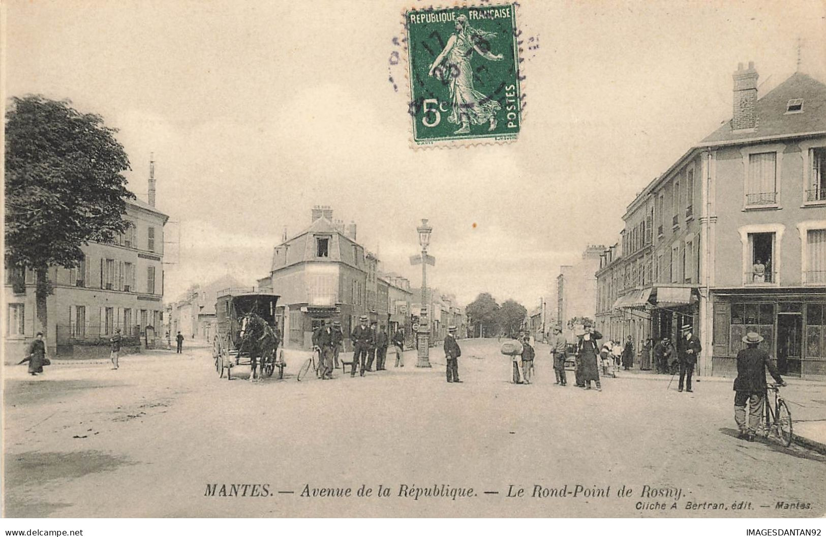 78 MANTES #23983 AVENUE REPUBLIQUE ROND POINT ROSNY VOITURE A CHEVAL ATTELAGE BOUTIQUE COMMERCE - Mantes La Jolie