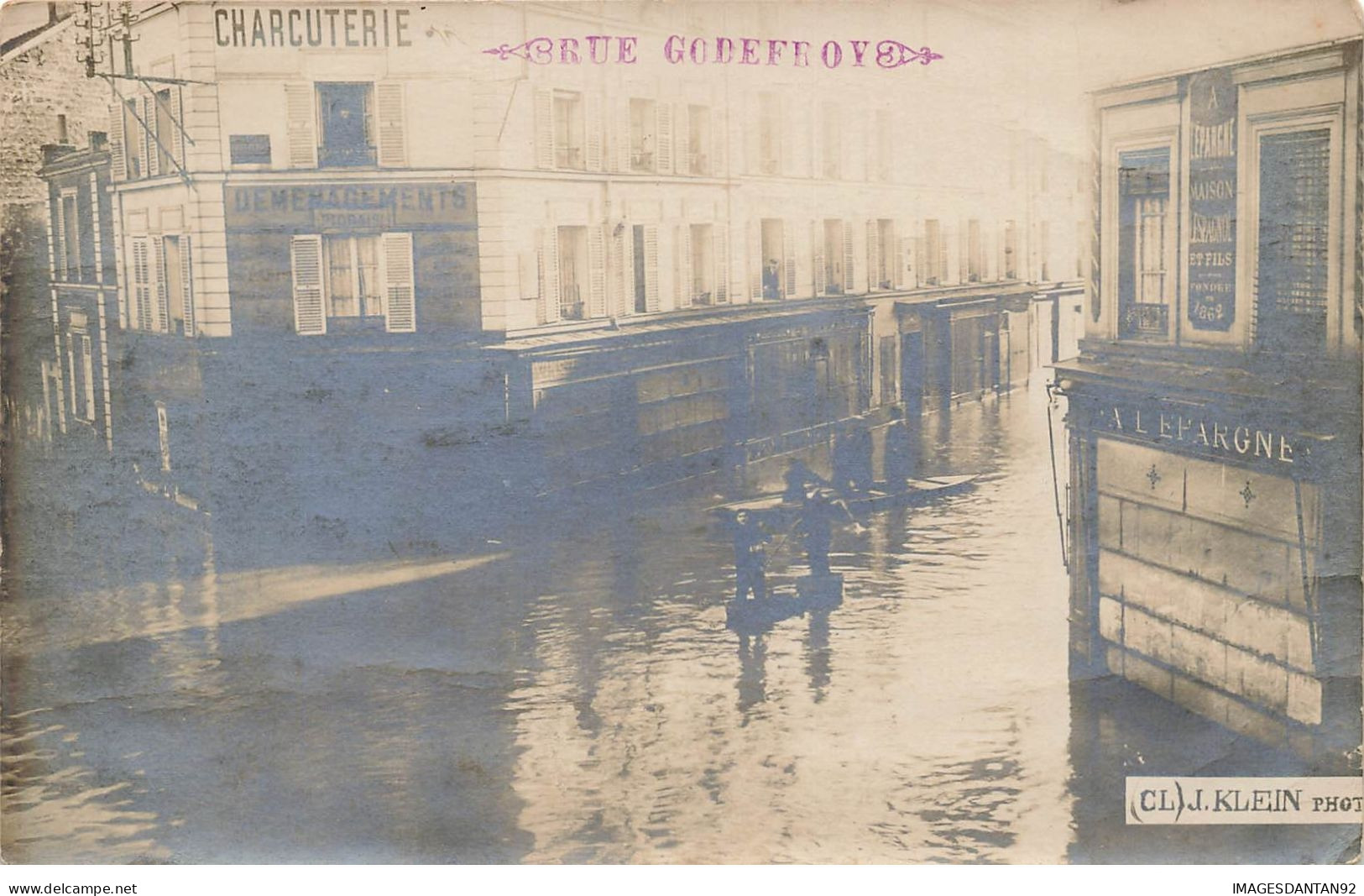 92 PUTEAUX #24968 CARTE PHOTO INONDATION RUE GODEFROY - Puteaux