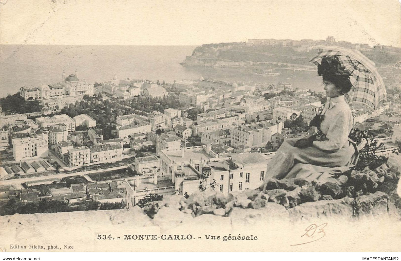 MONACO #25210 MONTE CARLO VUE GENERALE VUE D EN HAUT FEMME PARAPLUIE - Monte-Carlo