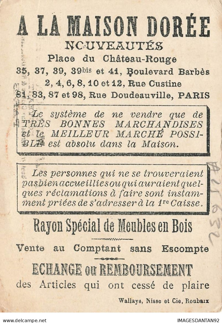 CHROMO MAISON DOREE #25632 PLACE CHATEAU ROUGE PARIS POSTE POST DEUTSCH ALLEMAGNE TIMBRES STAMPS FACTEUR 1850 - Tea & Coffee Manufacturers