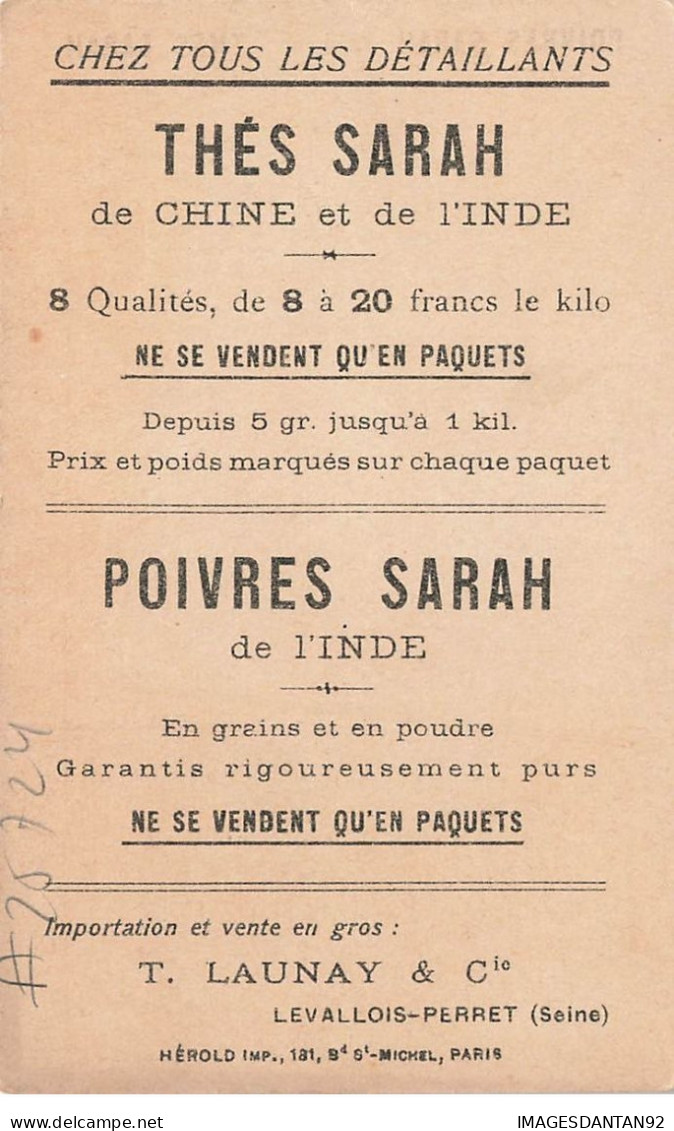 CHROMO POIVRES THE SARAH CHINE ET INDE #25724 UNE DAME VELO CYCLISTE CYCLISME LAUNAY LEVALLOIS PERRET - Tea & Coffee Manufacturers