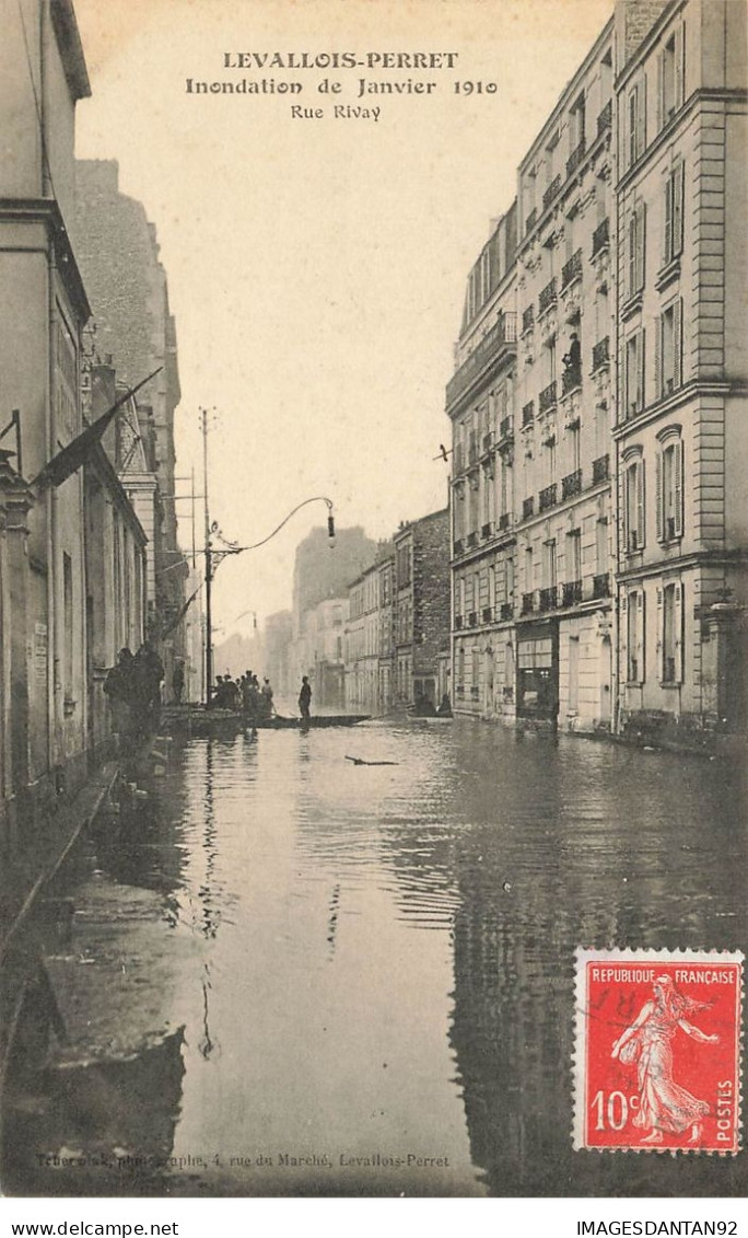 92 LEVALLOIS PERRET #25718 INONDATION DE JANVIER 1910 RUE RIVAY - Levallois Perret