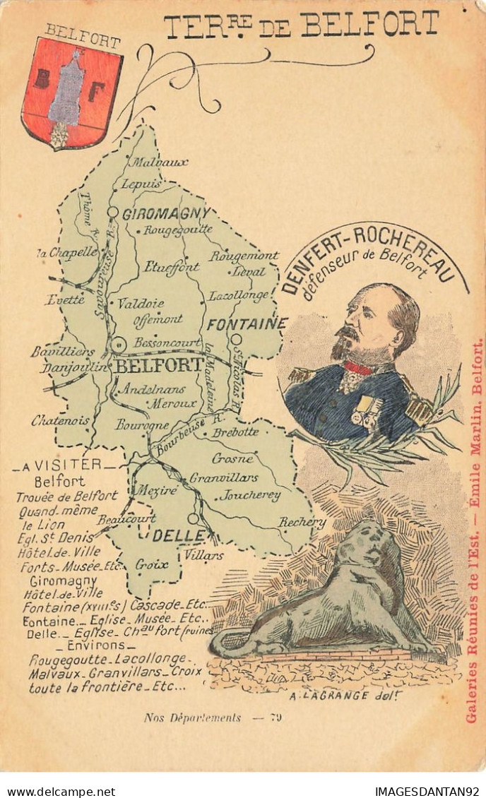 90 TERRITOIRE DE BELFORT #25716 PLAN DU DEPARTEMENT BELFORT FONTAINE DELLE GIROMAGNY DENFERT ROCHEREAU DEFENSEUR - Otros & Sin Clasificación