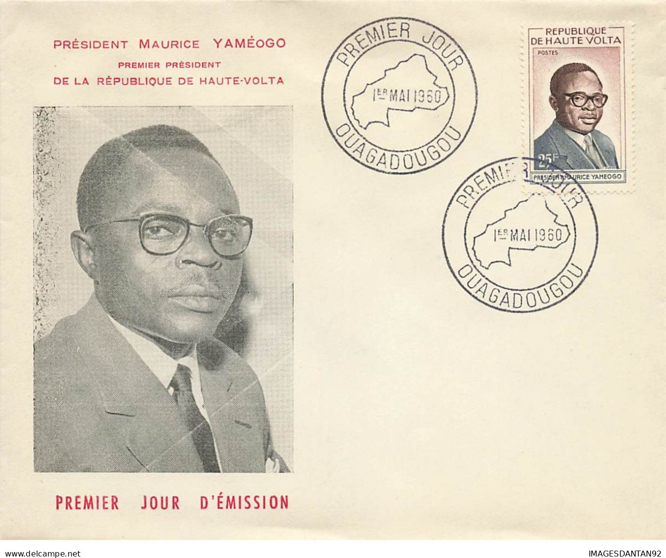 HAUTE VOLTA #26193 OUAGADOUGOU 1960 PREMIER JOUR PRESIDENT MAURICE YAMEOGO - Opper-Volta (1958-1984)