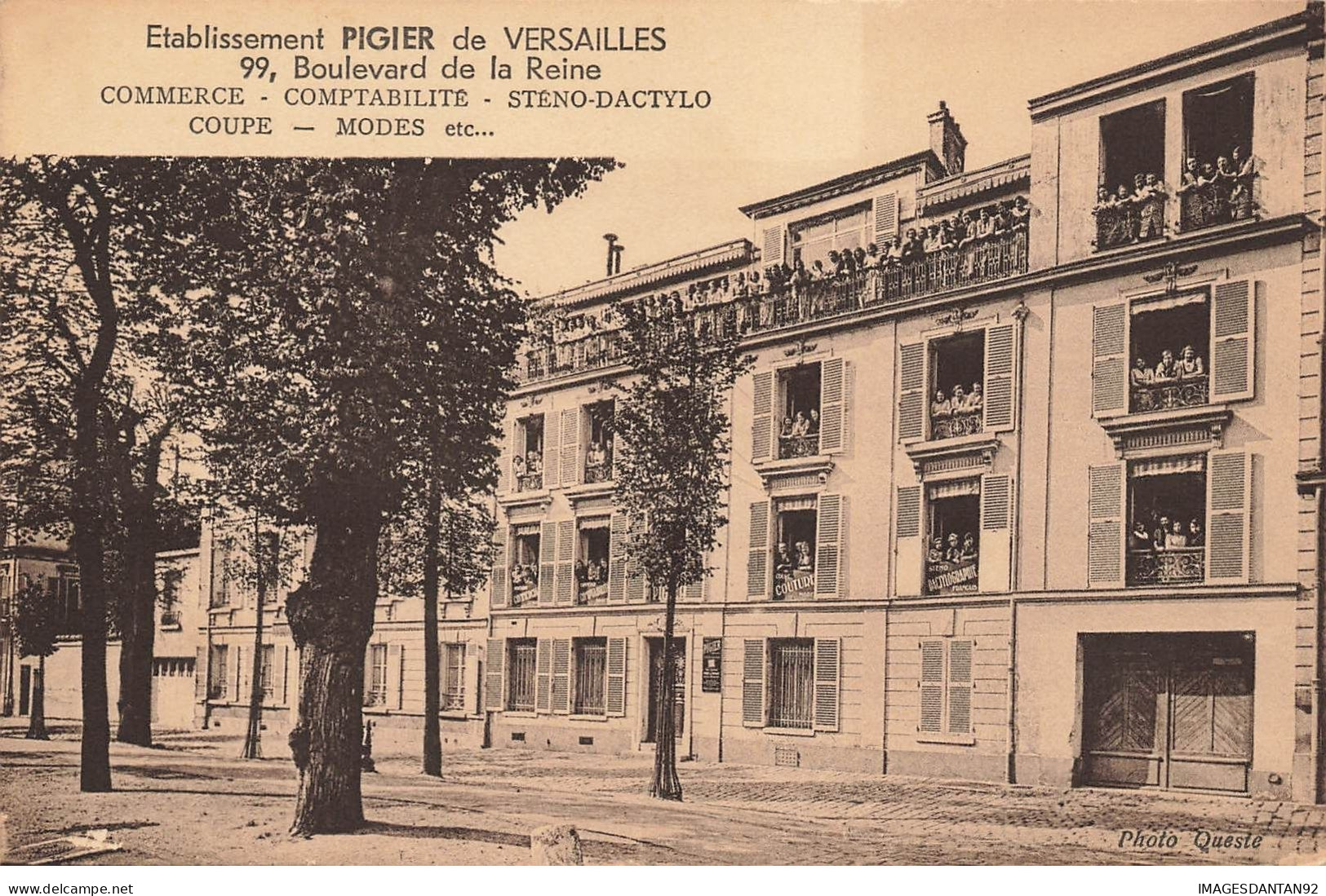 78 VERSAILLES #24226  ETABLISSEMENT PIGIER BOULEVARD DE LA REINE COMMERCE COMPTABILITE STENO DACTYLO - Versailles