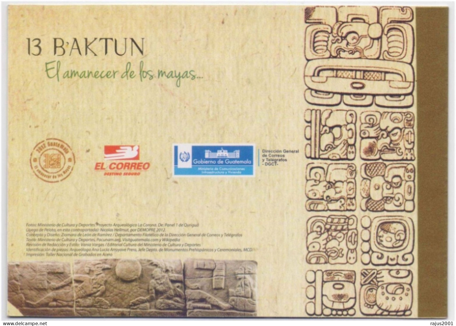 Maya Calendar Stone Astronomy Mathematics, Pre Colombian Mesoamerica Civilization, Mayan Glyph Booklet With 3 Sheets MNH - Astronomy