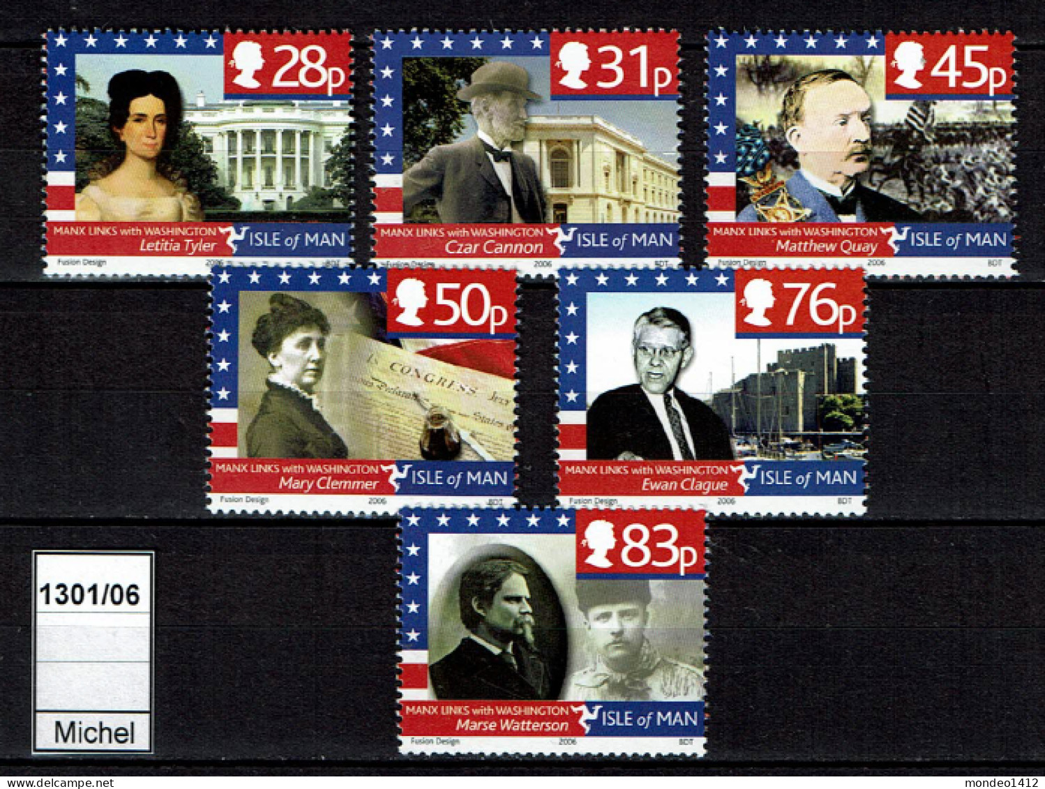 Isle Of Man - 2006 - MNH - Manx Links With Washington, Persönlichkeiten - Isola Di Man